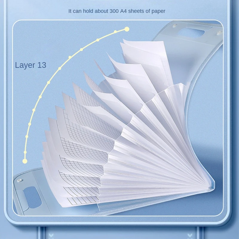 휴대용 A4 글자 크기 마카롱 컬러 확장 폴더, 교실 사무실 보관용 문서 정리함, 13 포켓 파일 폴더