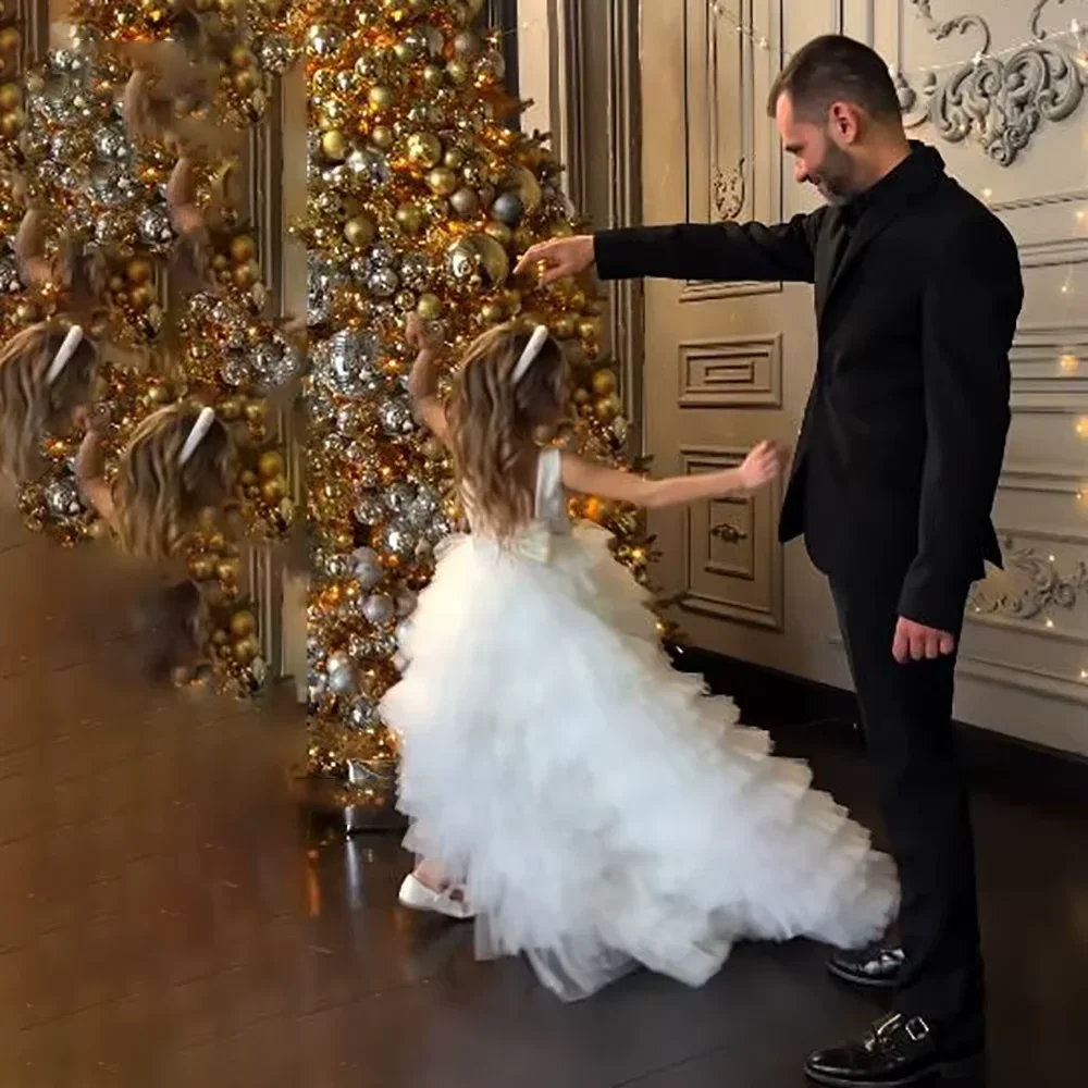 Aangepaste jurk bloemen meisjesjurken kinderen mooie pioen kant terug a-lijn rechte tutu tule verjaardagsfeestje eerste communie