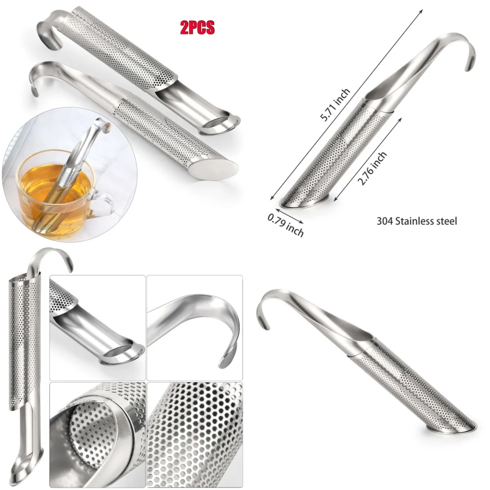 

2 pcs Stainless Steel Tea Infuser Ball Reusable Tea Strainer Mesh Spoon Filter for Loose Leaf Tea Brewing with Chain and Holder