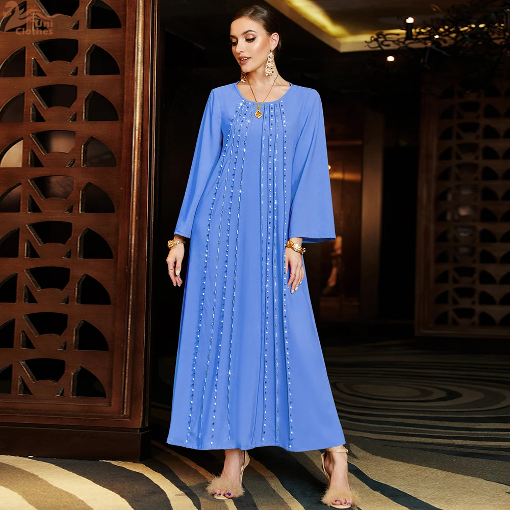 

Eid Beaded Abayas for Women Muslim Diamonds Maxi Dress Dubai Turkey Kaftan Ramadan Djellaba Islam Jalabiya Robe Gown Caftan 2024