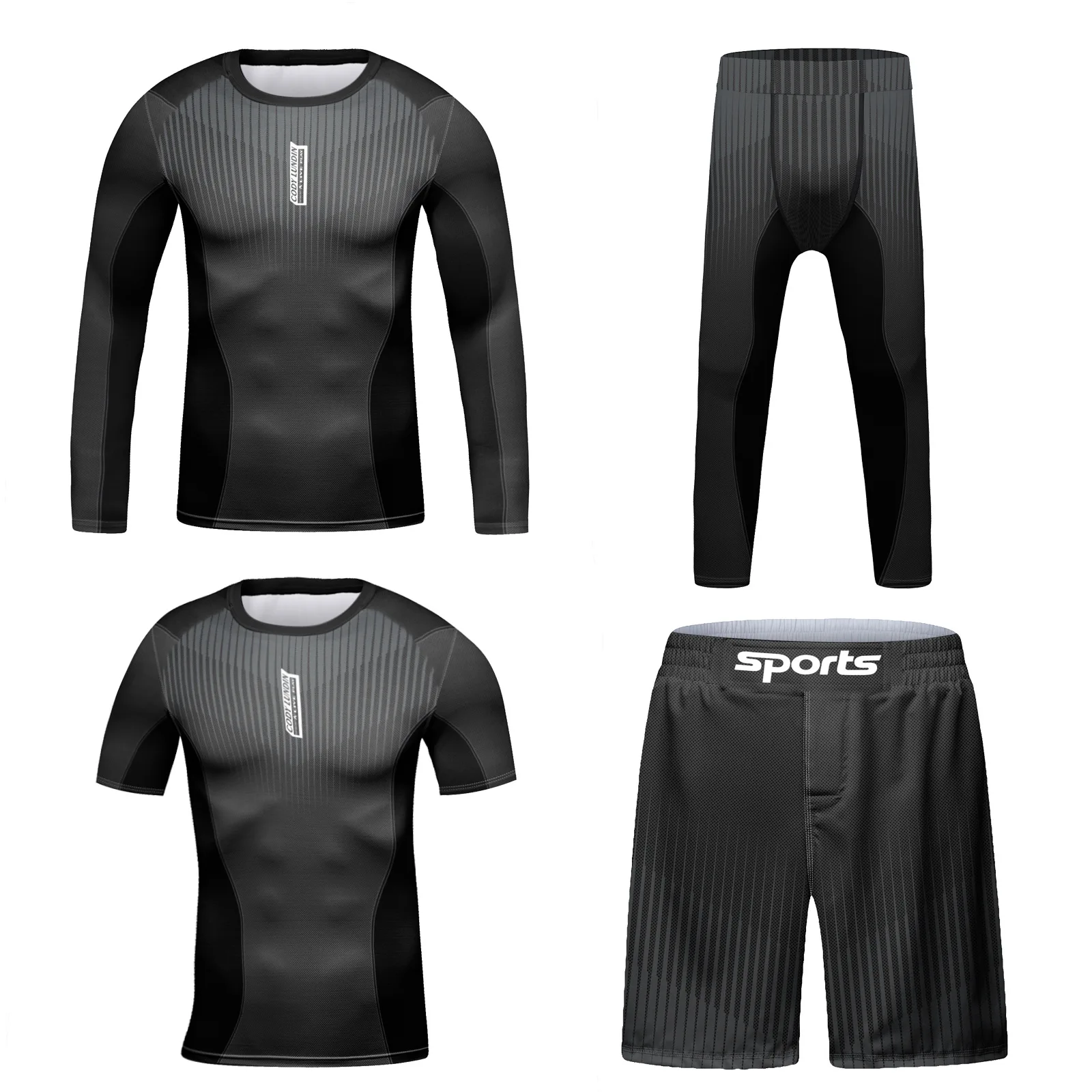 Kid Rashguard Jiu Jitsu MMA T-shirt Pant 4/Pcs Sets Boy's MMA Shorts Compression Boxing Jerseys Bjj Gi Rash Guard Clothing Suits
