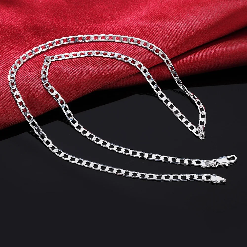 

925 sterling silver 16-30 Inches Exquisite 4MM Sideways Neck Chain Necklace for Women Lady Men Fashion Party Jewelry Gifts