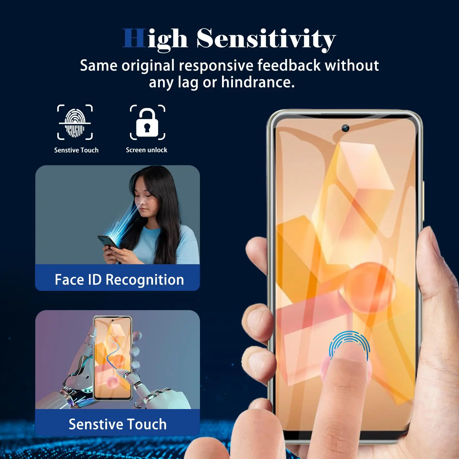 Screen Protector For Infinix Hot 40i 6.56 inch Tempered Glass HD Crystal Mica 9H Anti Scratch Case Friendly Transparent Clear