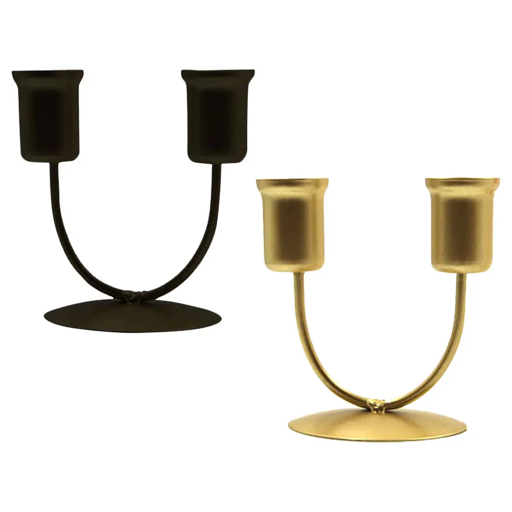 2Pcs Creative Taper Candlestick Holders U Shaped Iron Decorative Table Centerpieces for Home Office Use Holder
