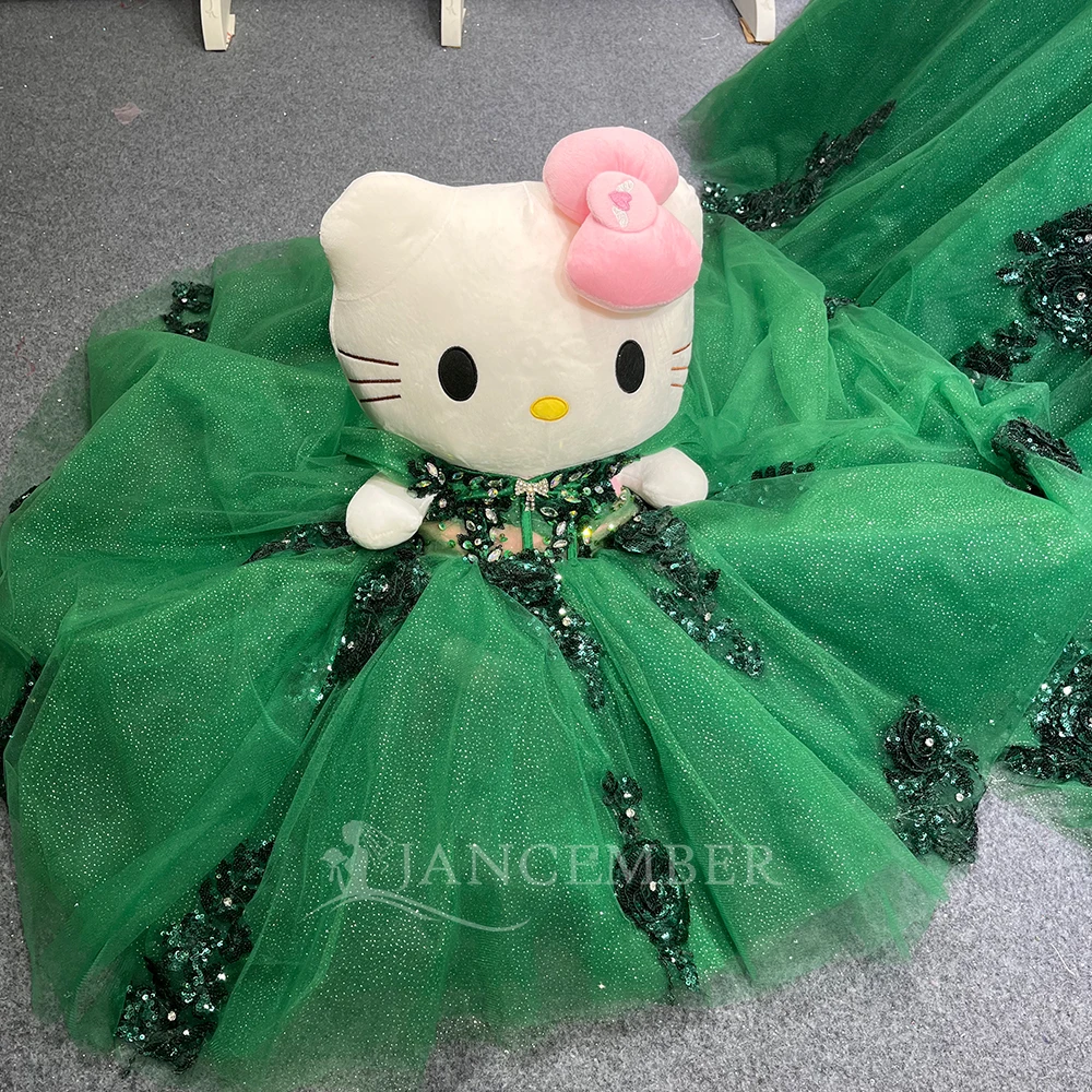 Abito Quinceanera Glitter Perline Perle Indietro Lace up Compleanno Prom Abito dolce 16 Abiti da 15 anni Abito corsetto personalizzato