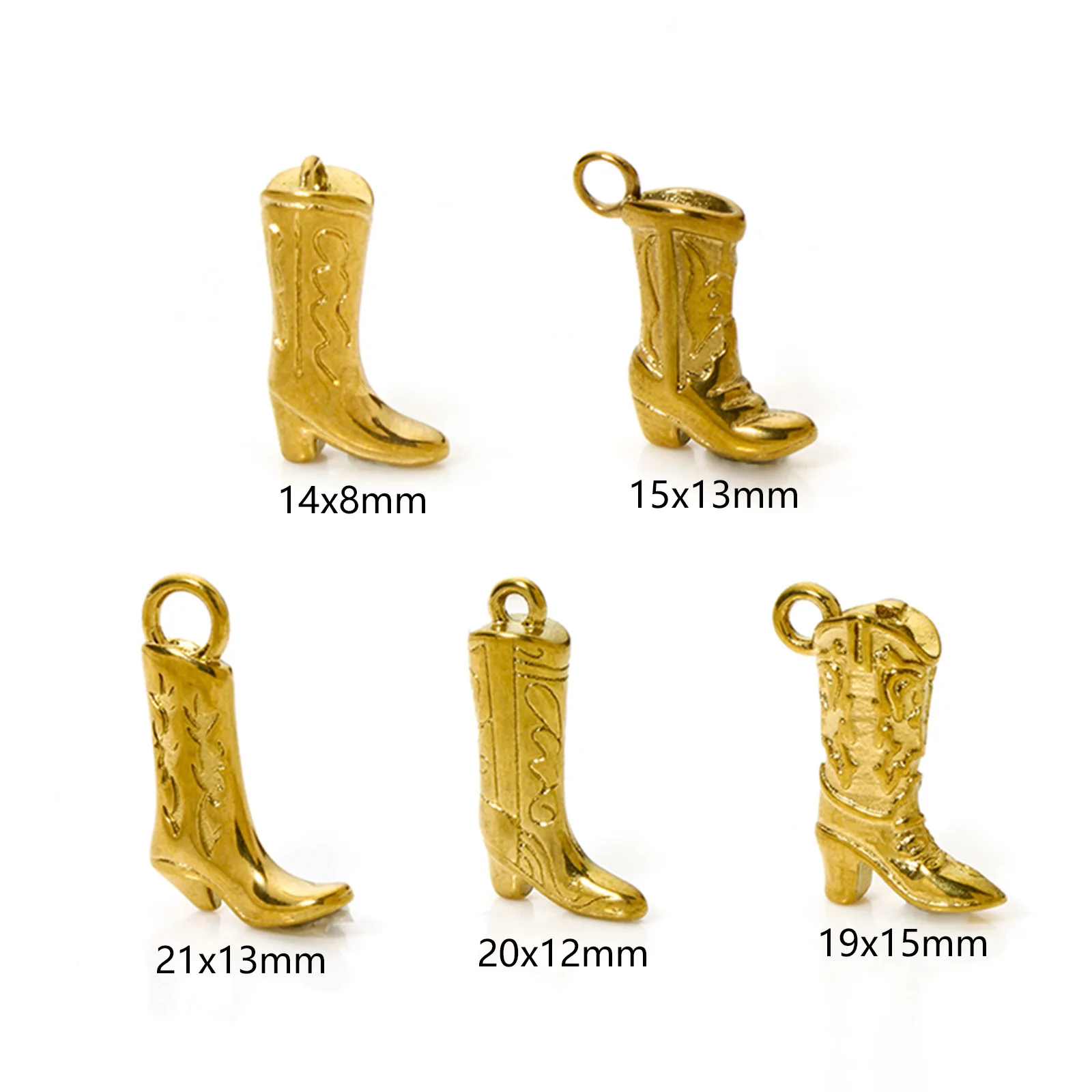 1 Piece 304 Stainless Steel West Cowboy Charms Boots 3D Enamel Shoe Boots Charm Metal Necklace Jewelry Making