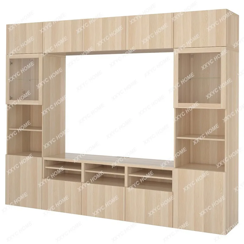 TV Cabinet Audio Visual Combination Glass Door High Cabinet Display Cabinet Storage