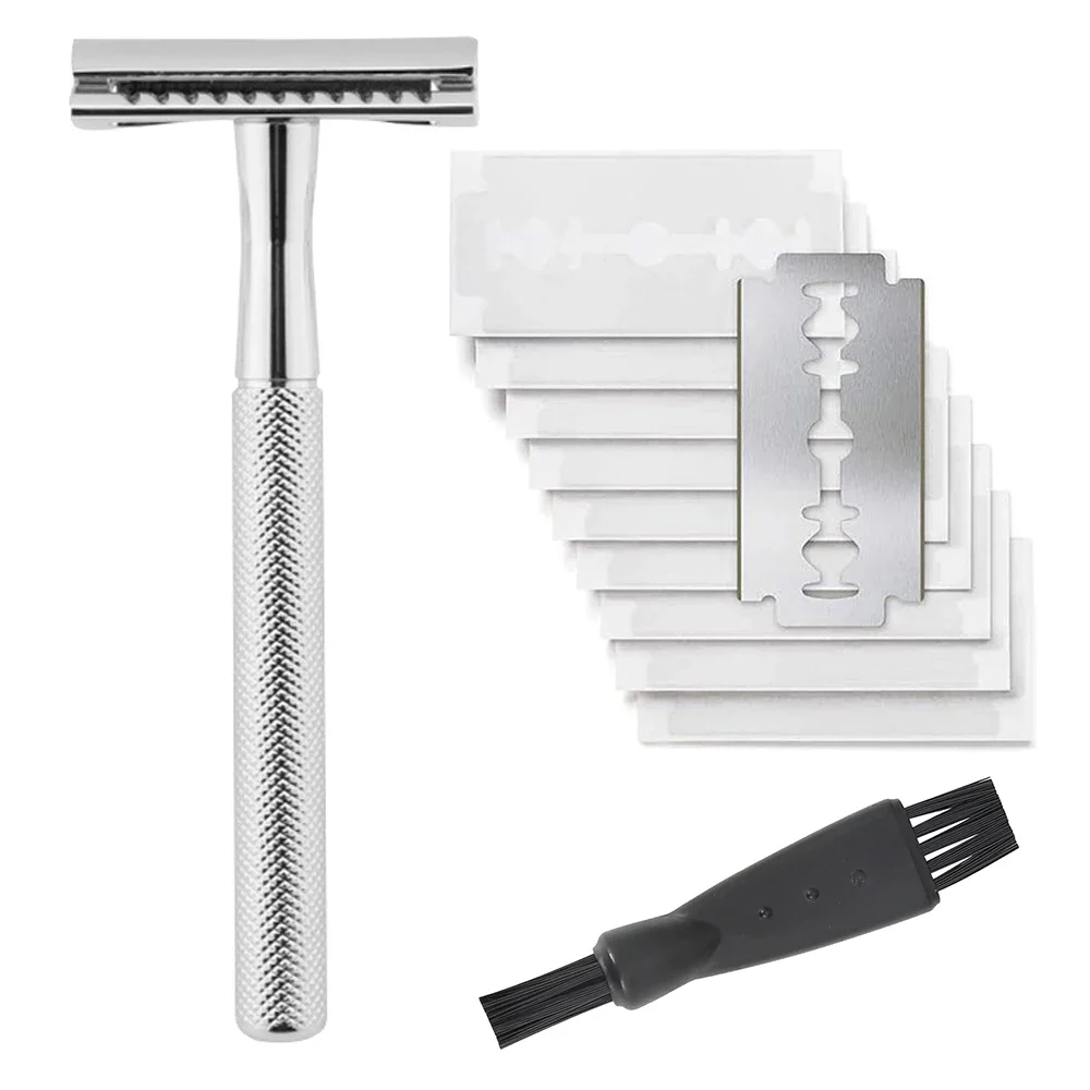Safety Razor with Brass Weighted Handle and 5 Double Edge Safety Blade Refills,Single Blade Razor for Men, Designed for Coarse image 5