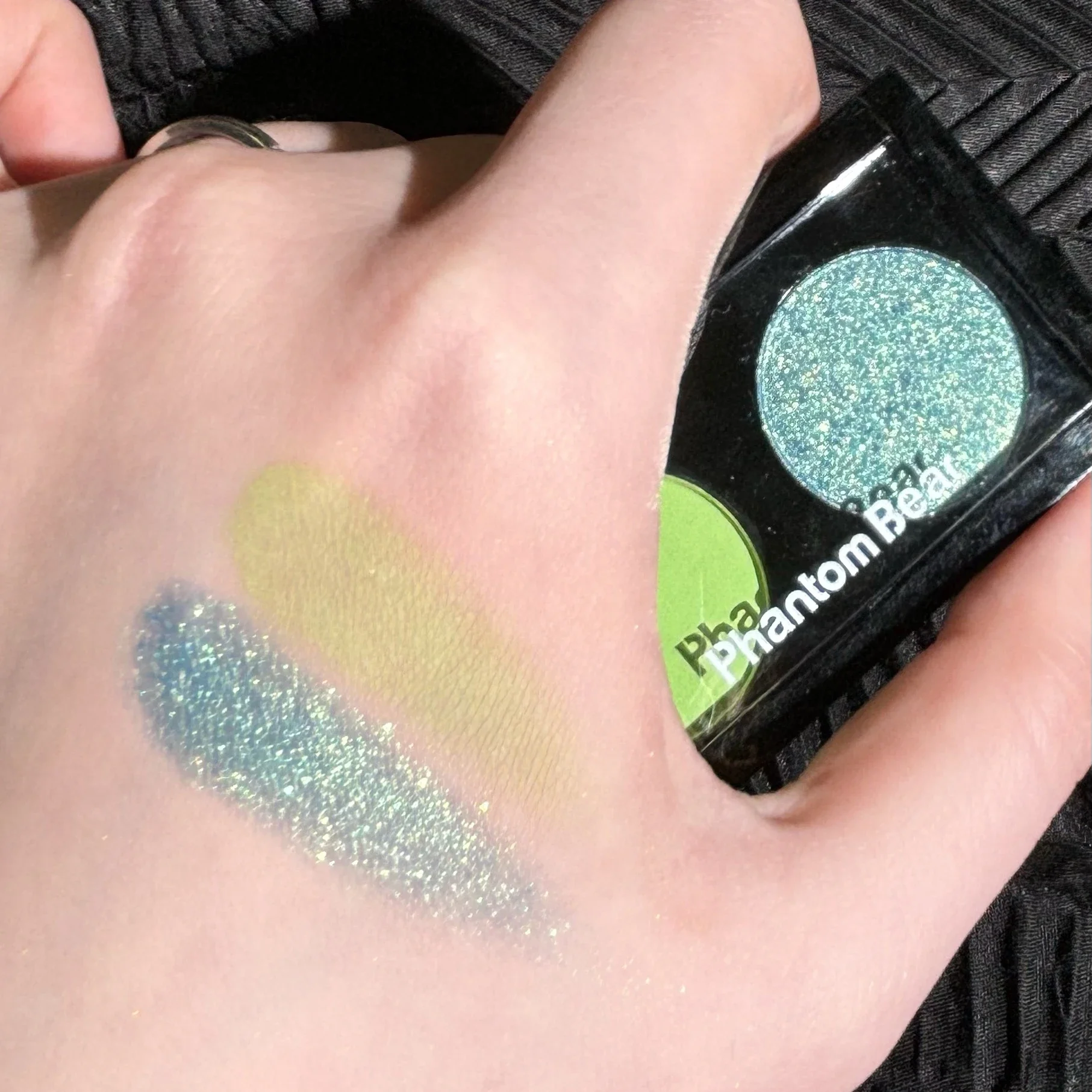 Zweifarbige Lake Blue Lidschatten-Palette, mattbraun, goldfarben, metallischer Glitzer, erhellt die Augen, Pigment-Make-up-Kosmetik