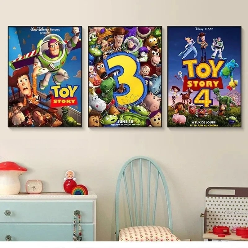 Póster Decorativo sin Marco de Toy Story, Buzz Lightyear y Woody de Disney para Dormitorio, Habitación, Pasillo o Entrada