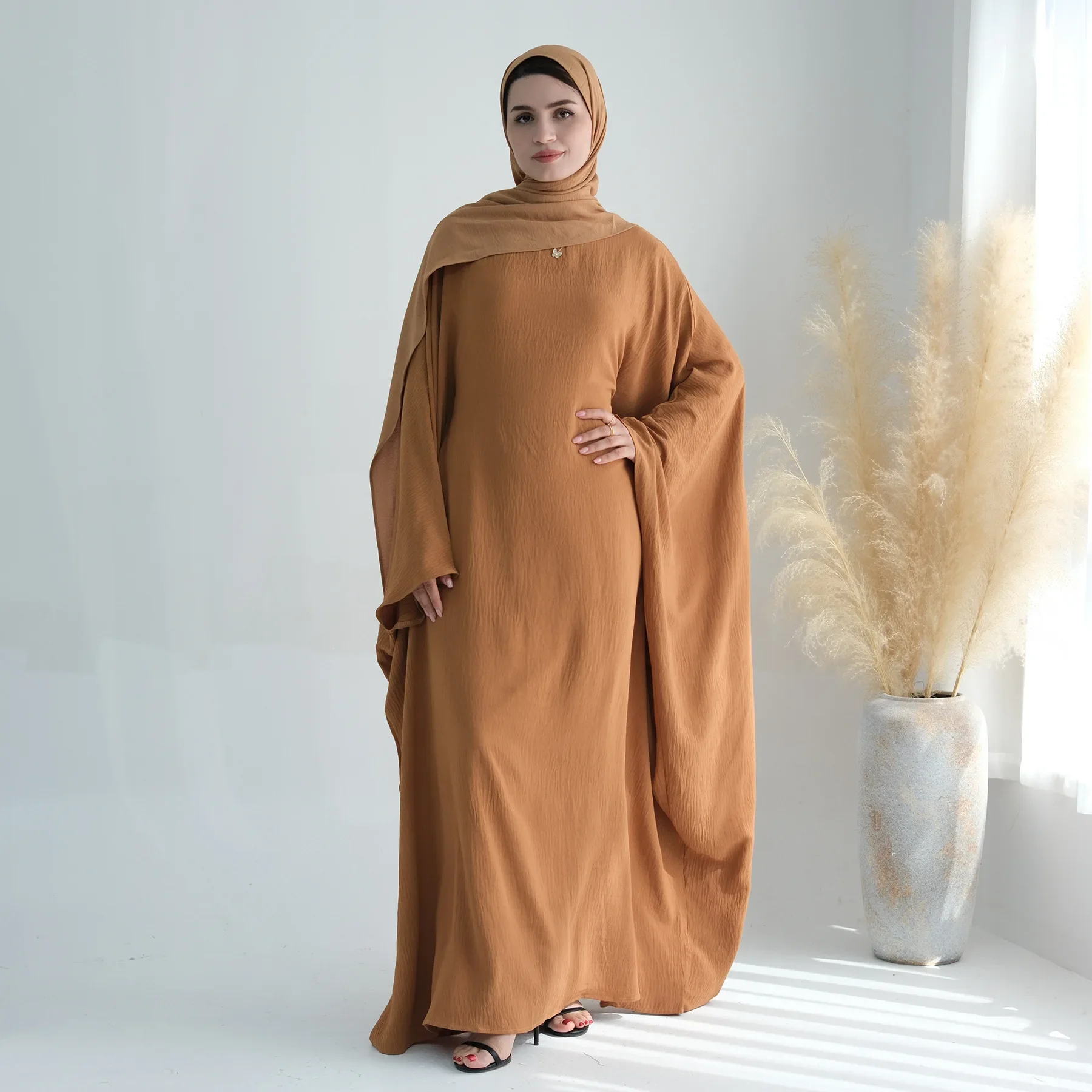 11 لون 2 قطعة مجموعة مسلمة موضة جديدة أحدث الملابس الإسلامية متواضع عباية + الحجاب مجموعة النساء فستان مسلم وشاح دعوى تركيا عباية