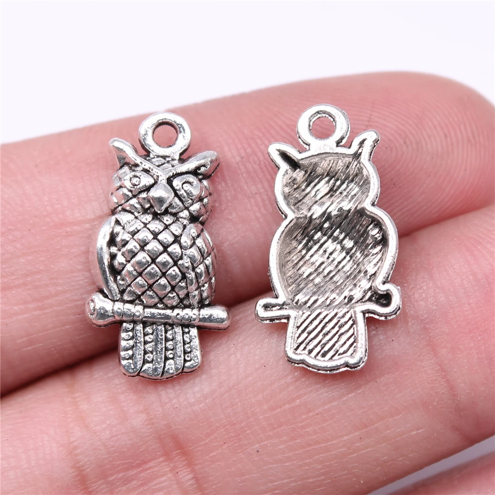 WYSIWYG 20pcs Charms 21x11mm Owl Charms For Jewelry Making DIY Jewelry Findings Antique Silver Color Alloy Charms Pendant