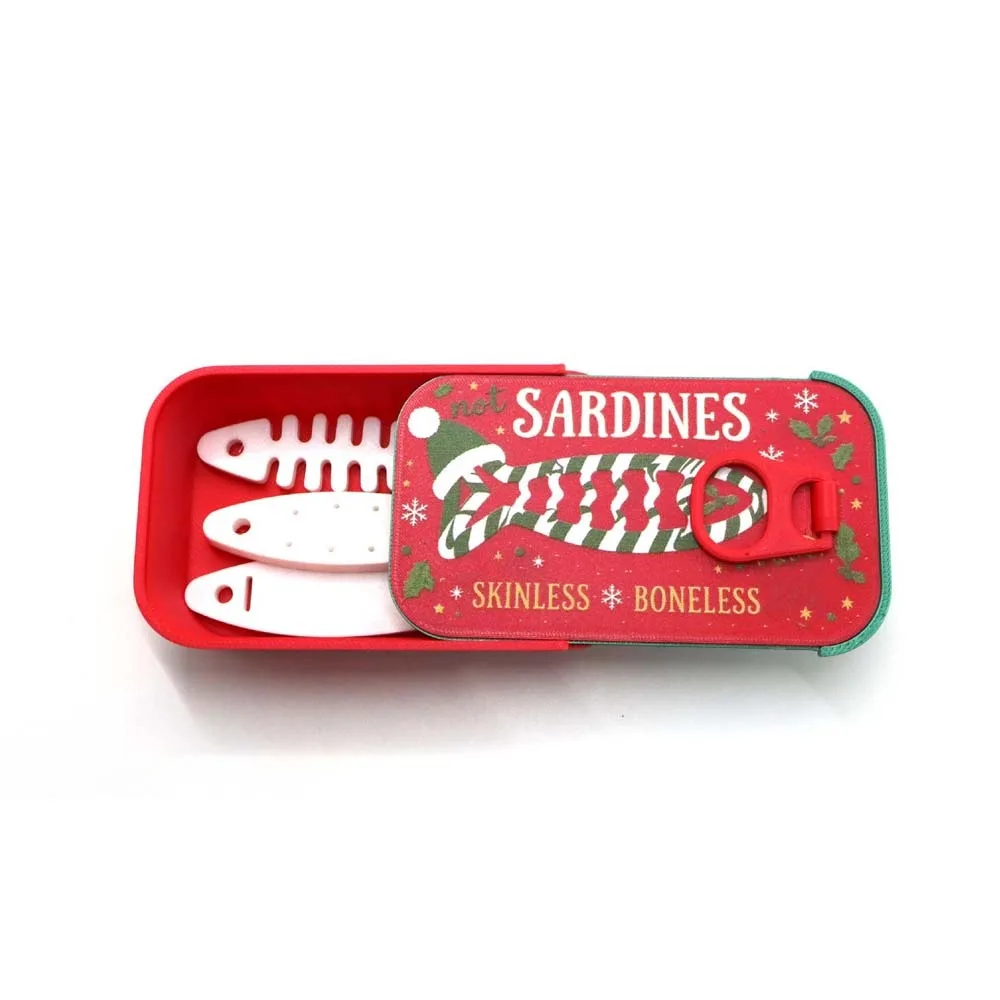 PLA 3D Printed Sardine Box Lightweight Portable Christmas Jewelry Organizer Textured Eco Friendly Sliding Lid Travel Case