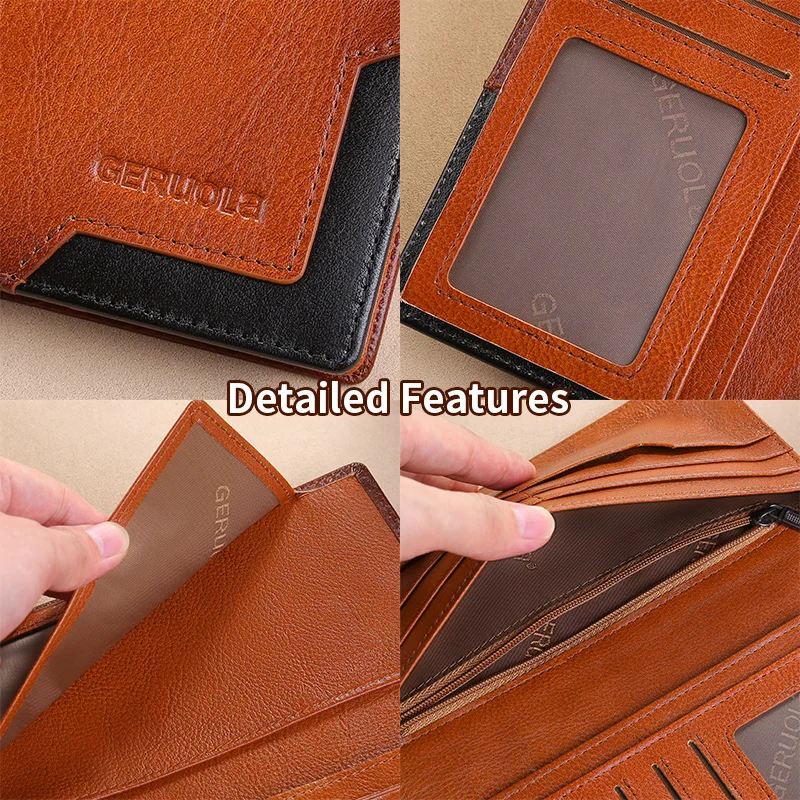 Portafoglio da uomo in vera pelle nuovo portafoglio lungo porta carte portaoggetti argento prepuzio clip borsa a mano regalo