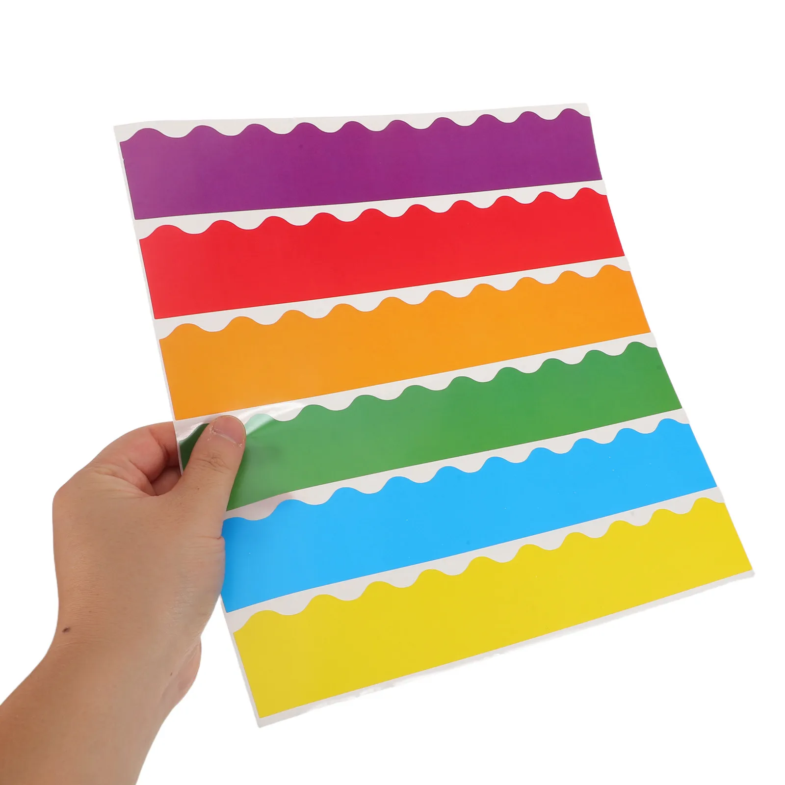 150Pcs Rainbow Bulletin Board Borders Scalloped Paper Trim for Classroom Display Project Science Fair Decoration Colorful