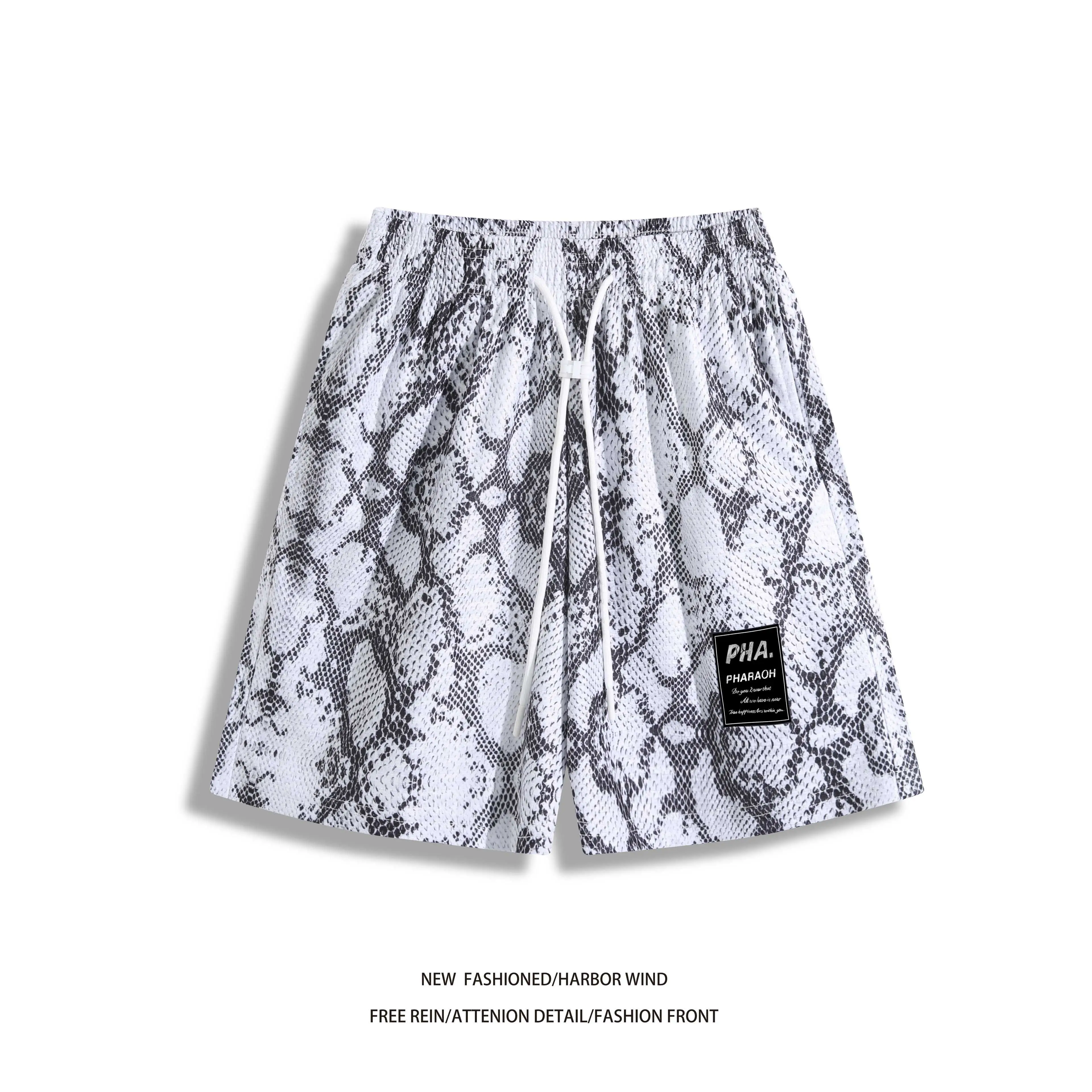Summer American Style Loose Shorts Men's Women's Cool Feeling Python Texture Sports Heavyweight Moisture Wicking Breathable B...