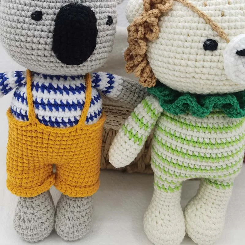 Muñeco de peluche de ganchillo para bebé, León, Koala, zorro, animales de punto, decoración de habitación infantil, regalo de cumpleaños