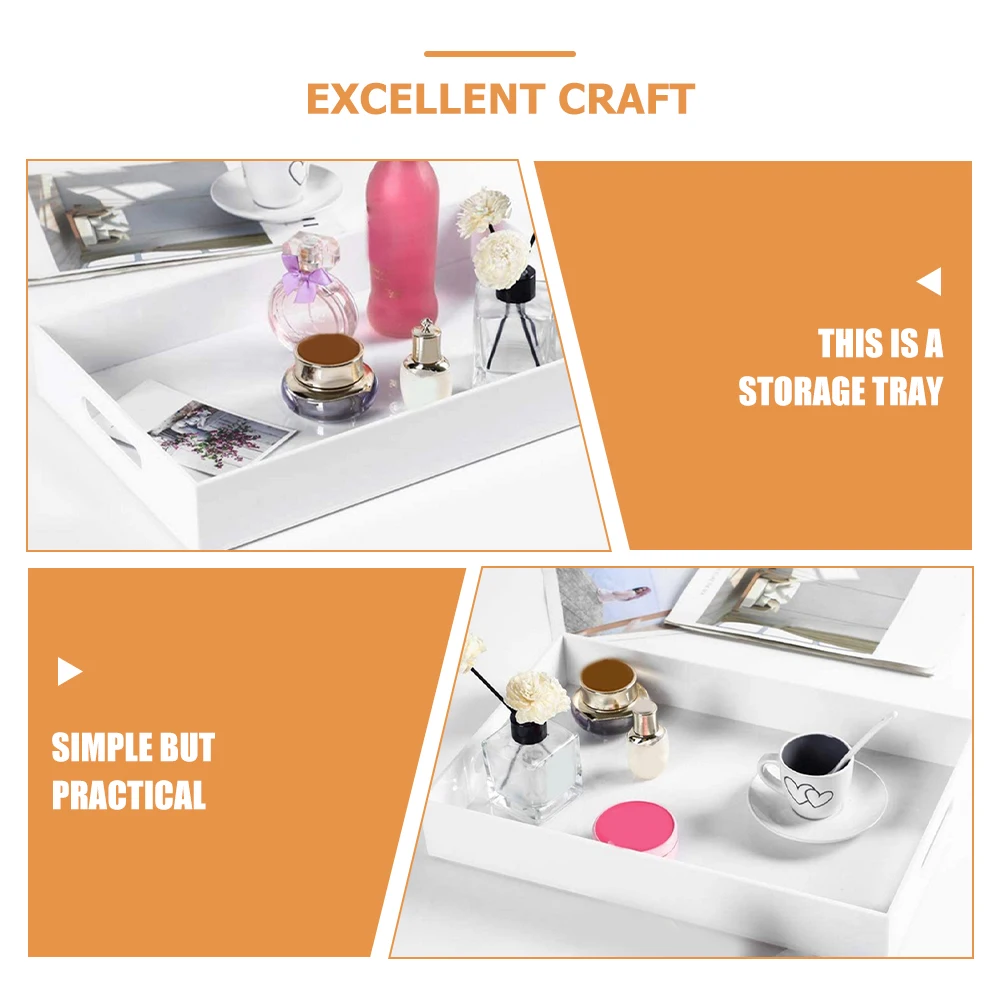 

Acrylic Tray Large Clear Rectangle Serving Tray with Handles Multipurpose Food Storage Organizer for Home Coffee Table