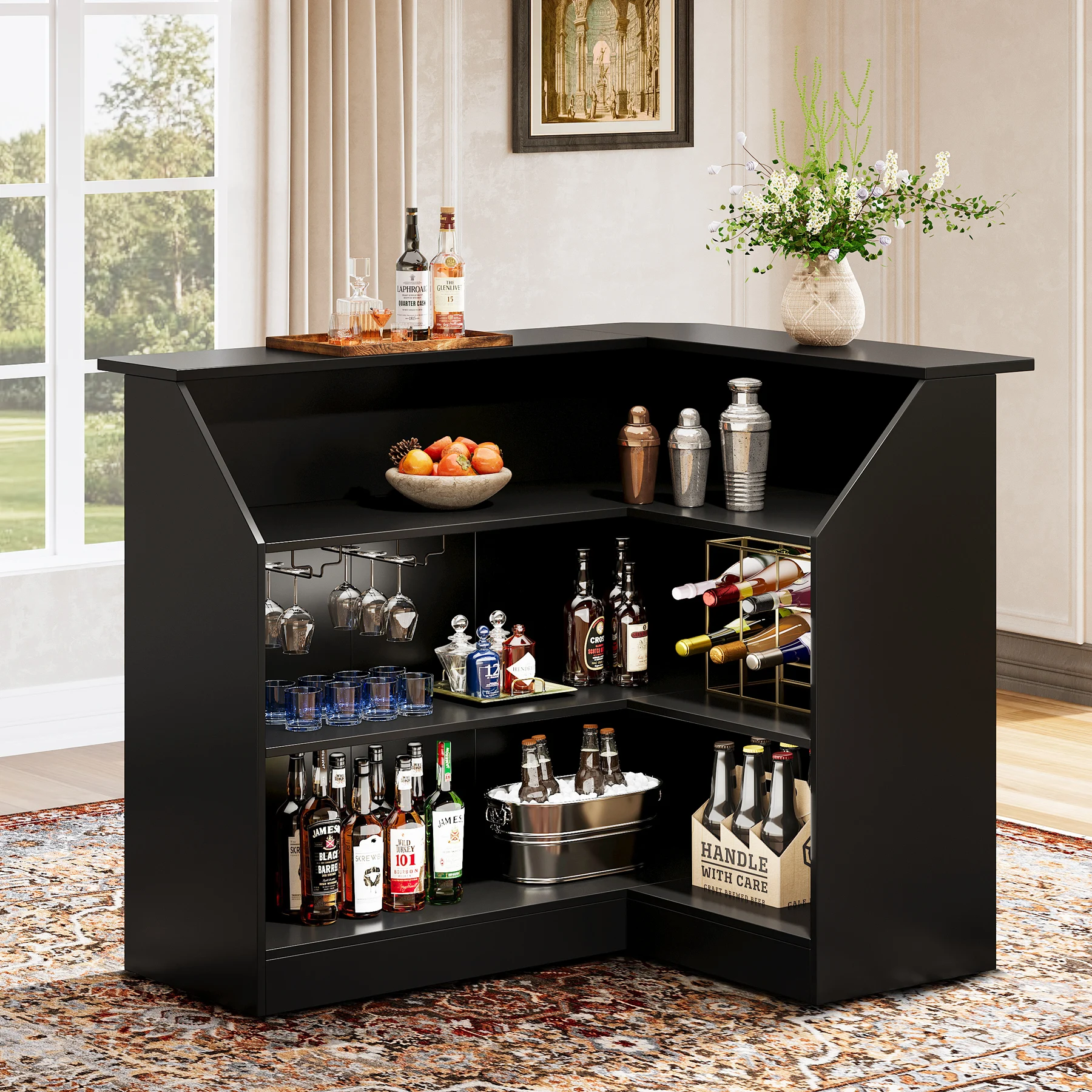 Corner Bar Design for Home: The Ultimate L-Shaped Bar Cabinet Solution ...