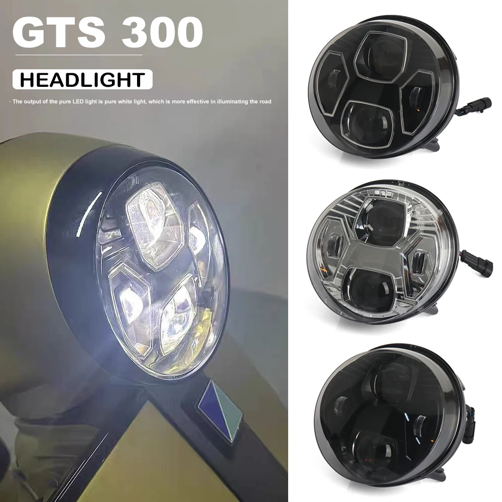 

New For VESPA GTS300 GTS 300 gts300 Gts300 Motorcycle Accessories Light LED Front Headlight Black Chrome Kit