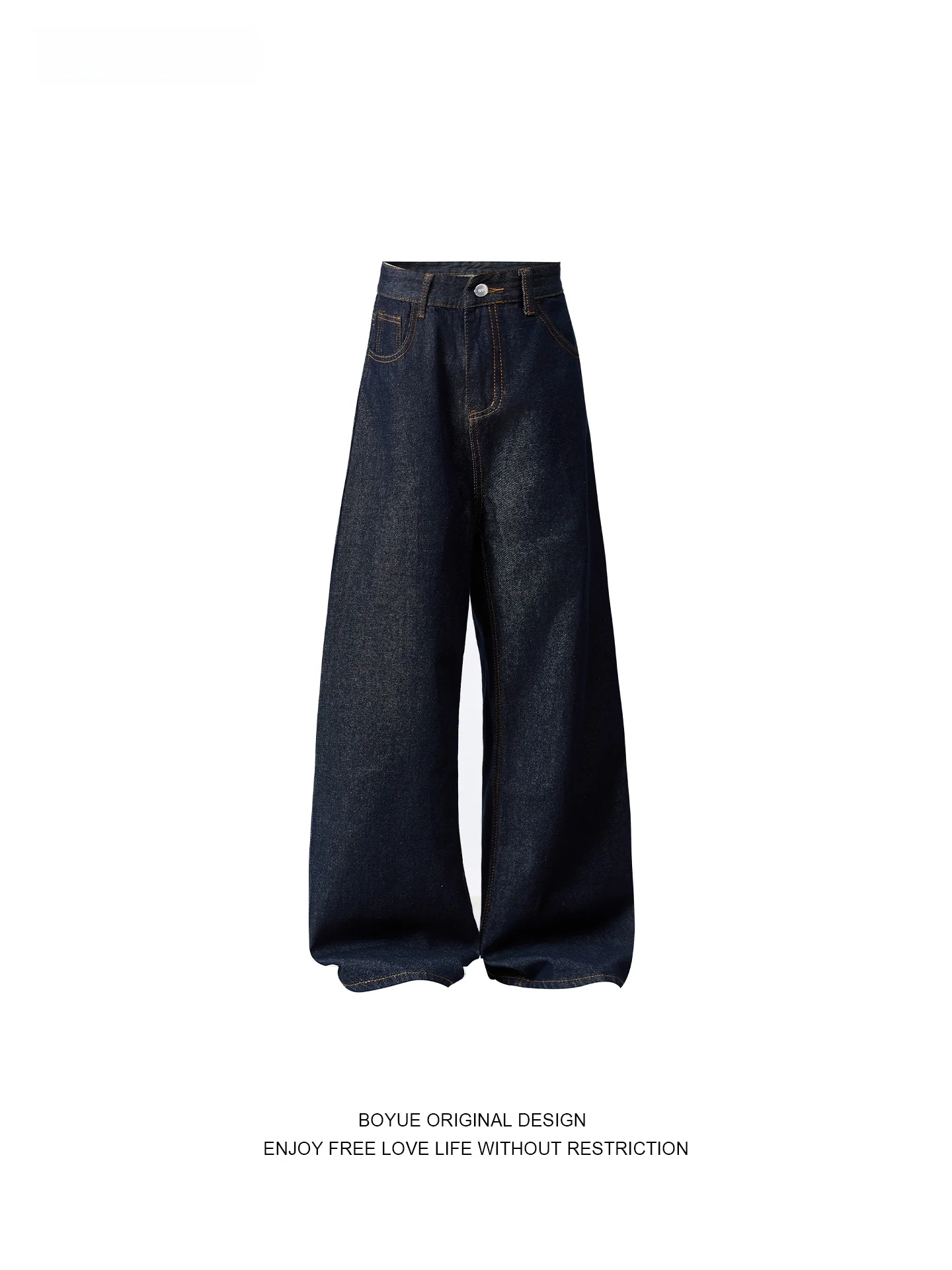 Calças Jeans Boyue American High Street de Perna Reta para Homens e Mulheres, Calças Longas de Perna Larga Modernas para Prim...