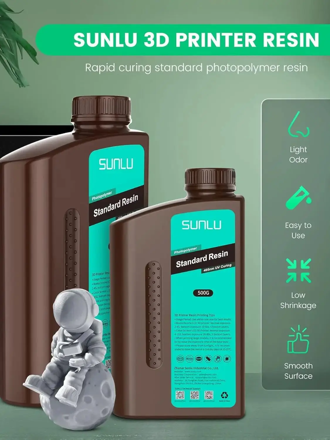 SUNLU 5KG standardowa żywica 405nm drukarka LCD utwardzanie fotonem dobra precyzja gładka powierzchnia niski zapach Model zestaw garażowy drukowanie — zdjęcie produktu 7