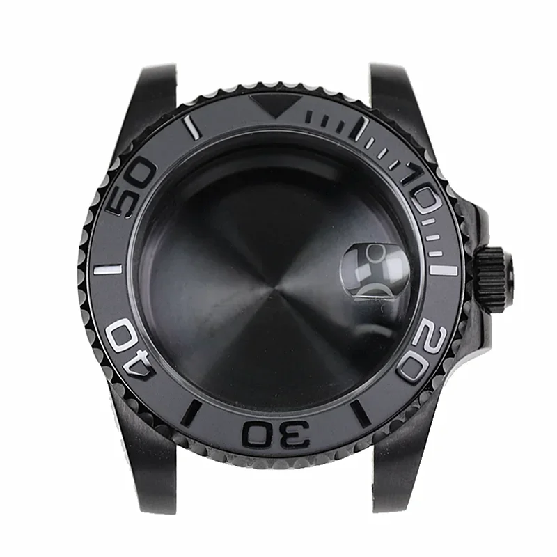 Water Resistant with Sapphire Crystal Black Yacht Design Style watch Case for Automatic Mechanical NH35 Nh36 Movement Watch Case image 2