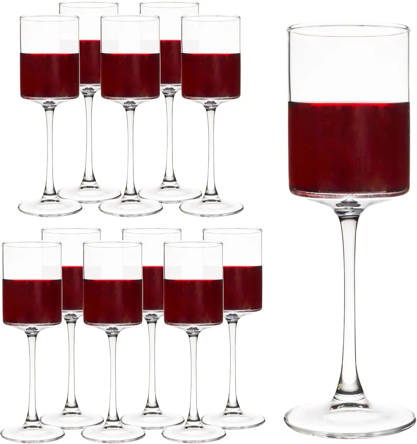 

Square Wine Glasses Set of 12, 10oz Champagne Flute, White & Red Wine Goblets, Dishwasher-Safe