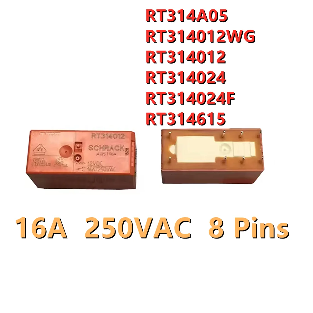 2PCS RT314012WG RT314012 RT314024 RT314024F RT314A05 RT314615 Power Relay 16A 250VAC 8 Pins