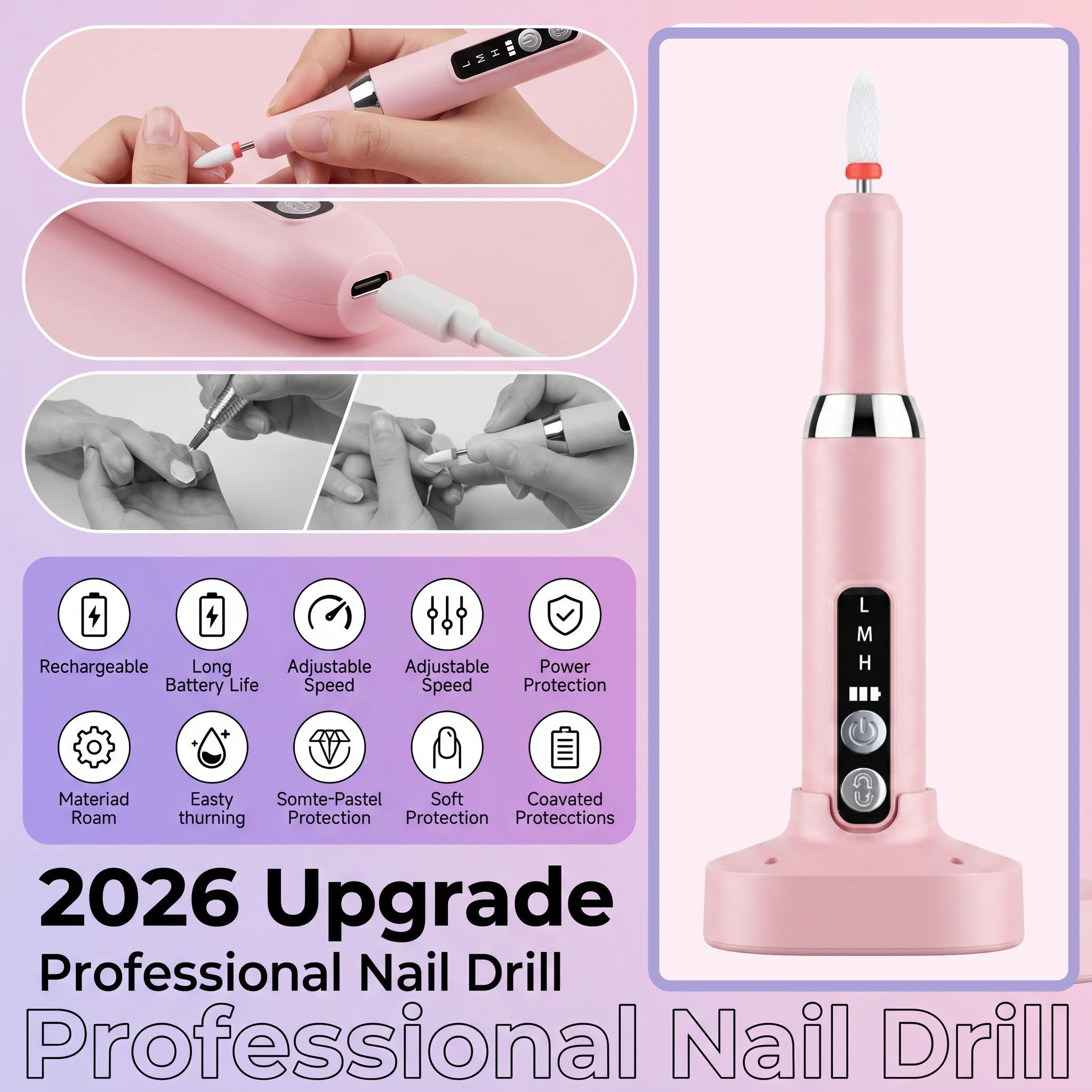 Electric Nail Polisher Drill Bits Professional Nails Grinding Polishing Dead Skin Removal Art Sanding File Pen Manicure Machine
