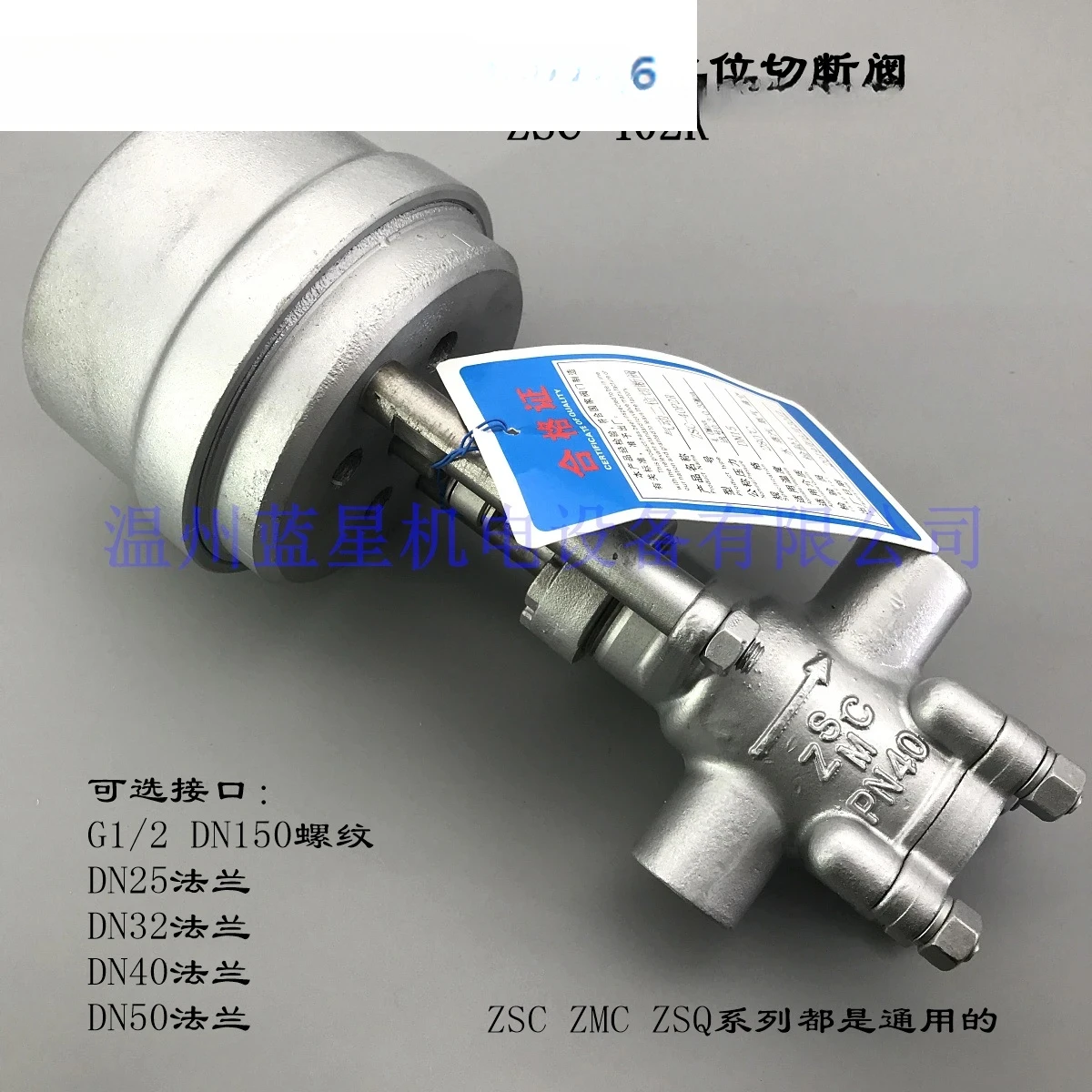 Stainless steel pneumatic two position shut-off valve ZSQ ZSC-402R steam vulcanization valve DN15 DN25 32 40 50