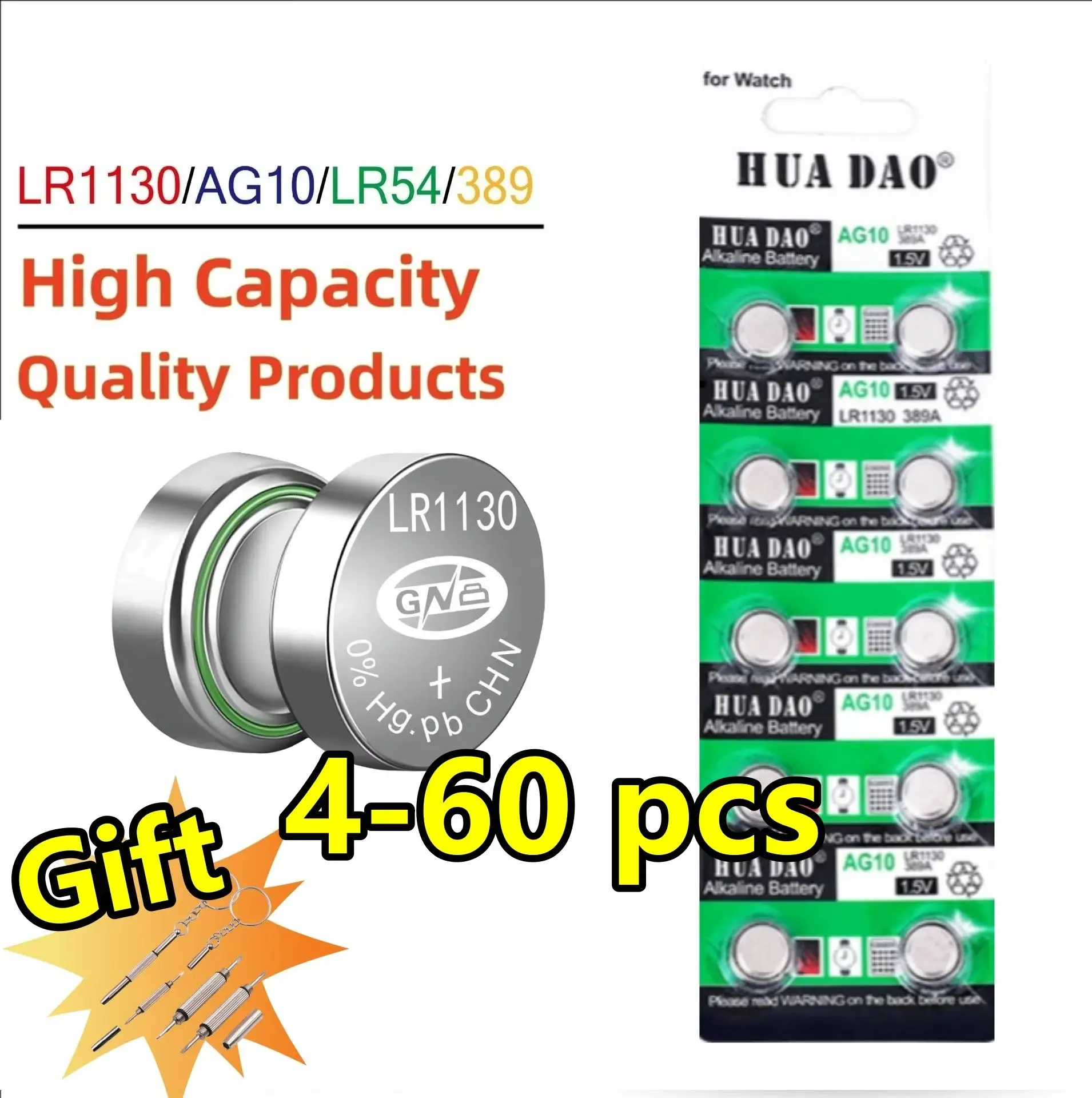 AG10 LR1130 Knopfbatterie LR 1130 SR1130 389A LR54 L1131 Für Alkaline-Batterien Uhr Hörgerät Taschenlampe Kalender Spielzeug 1,55V