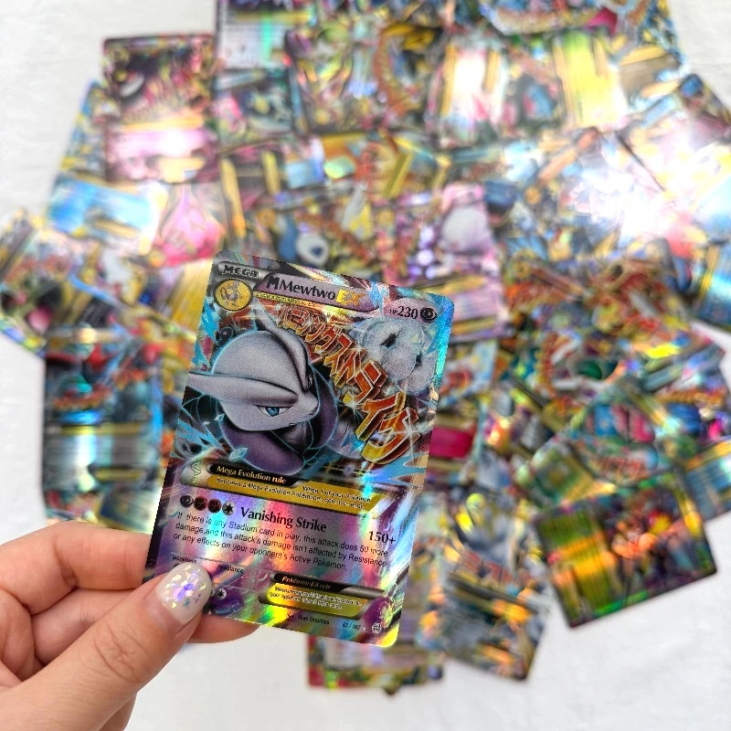 60pcs Mega Pokemon EX Trading Card Collection Flash Mega Evolution Pocket Monster TCG Anime Battle Game Collectible Toy Gift