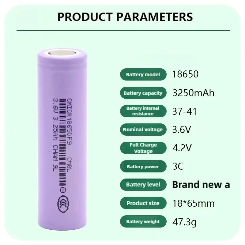 18650 lithium battery 3250mAh 3.7v rechargeable battery suitable for power tools, drills, chainsaws, and electric vehicles