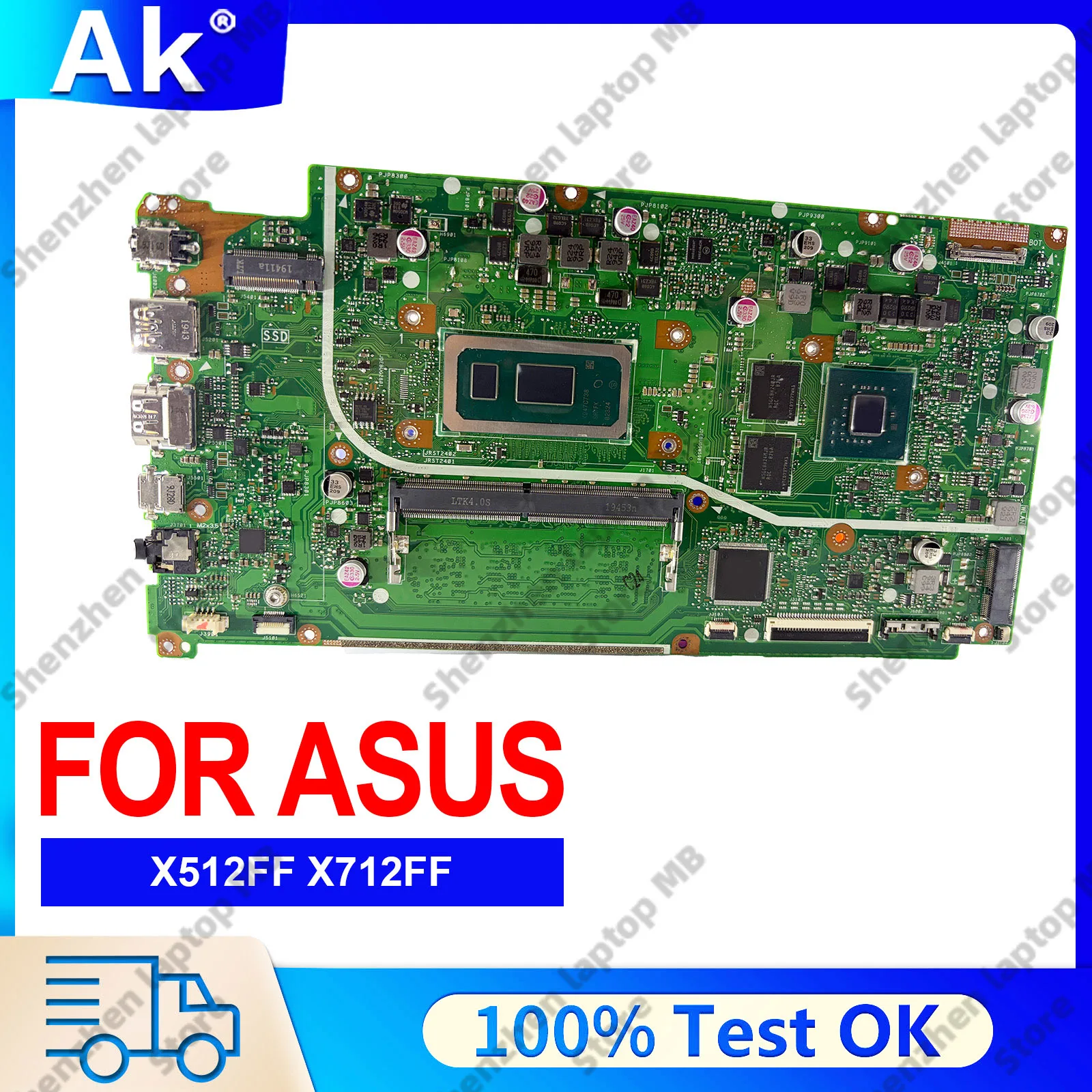 X512FF Laptop Motherboard For ASUS F512F X512F K512F X512FB A512F X512FJ V512F V5000F S512F X512FJG Mainboard With I3 I5 I7 CPU