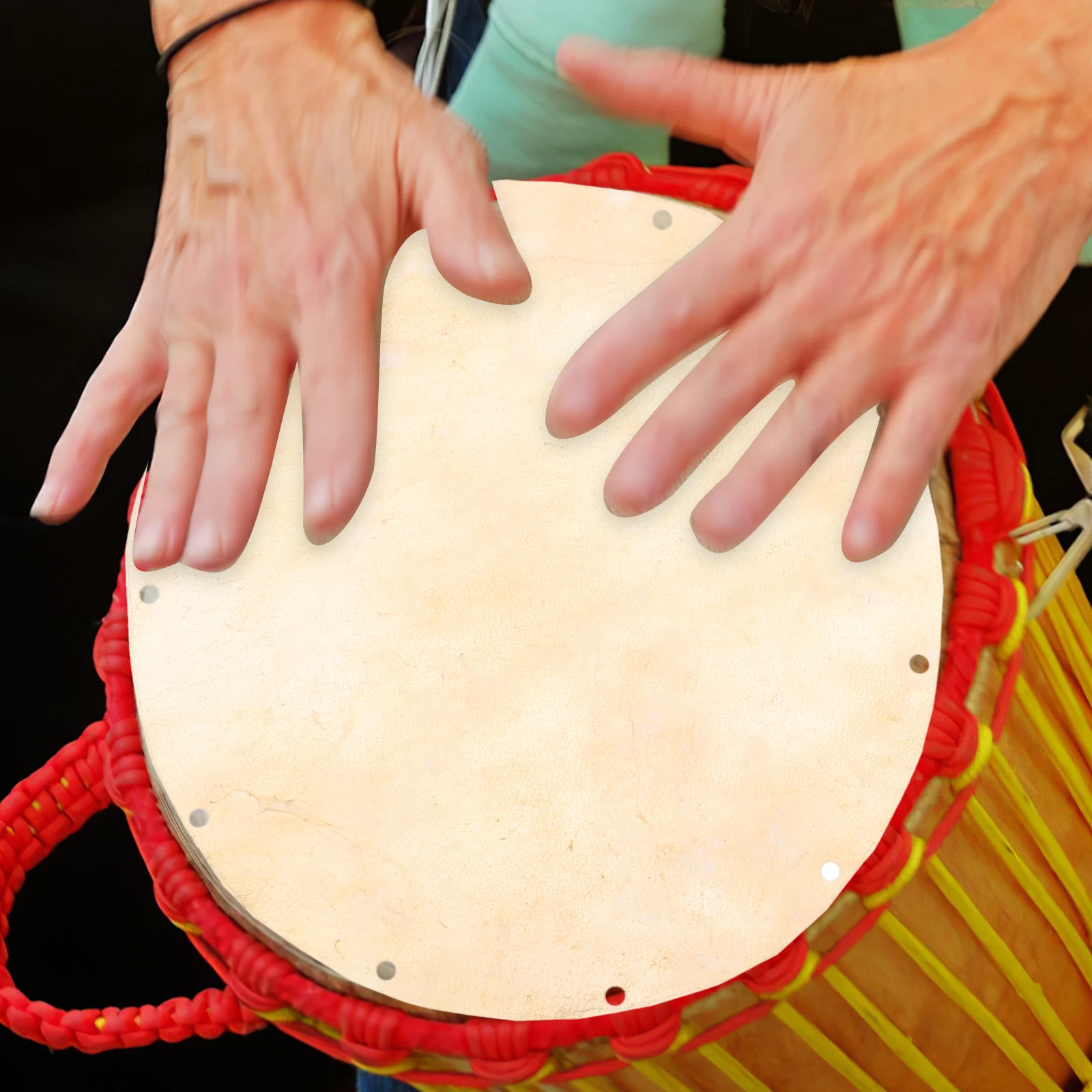 

20cm Hand Drum Skin Replacement African Tambourine Goat Sheepskin Elastic Accessories for Djembe Performance Lightweight