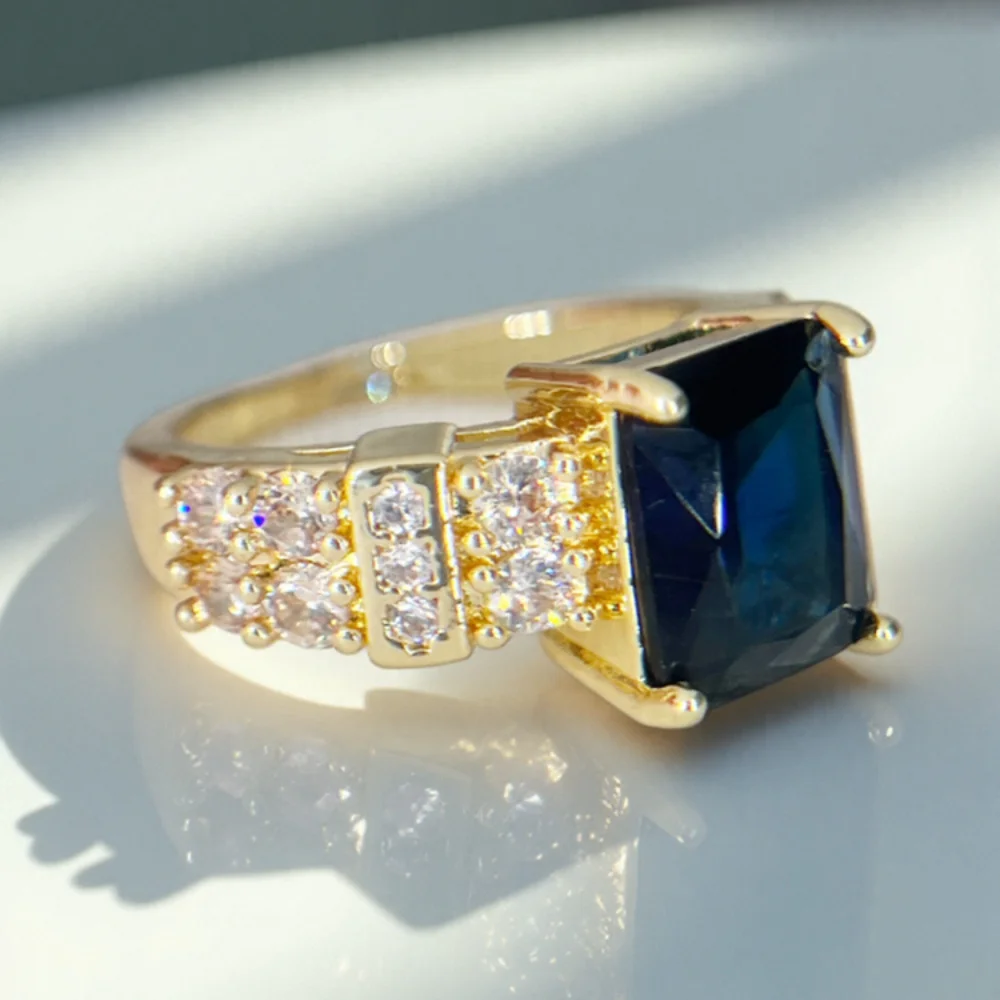 1 Pc Minimalist Blue Black Square Ring Bride Engagement Wedding Anniversary Girl Student Cute Ring Fashion Woman High Quality Jewelry Valentine's Day Christmas Gifts Everyday Casual Jewelry The Best Gift for Her Christmas Present