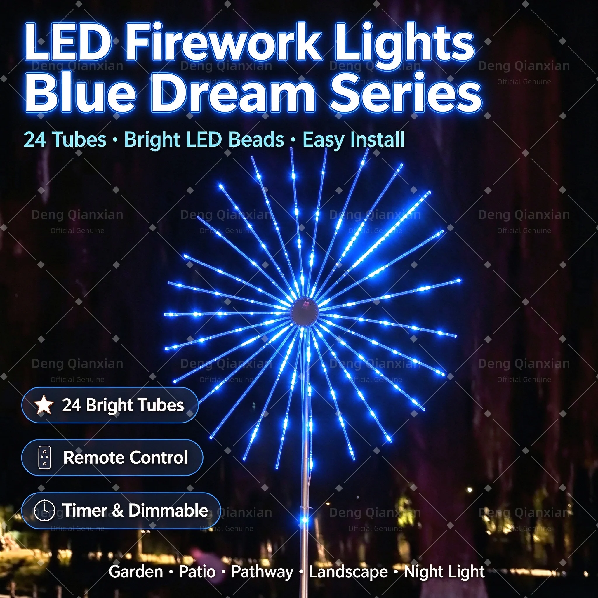 RGB Firework Strobe Light Outdoor, Sound Sync Dancing, Waterproof, Double-Sided Programmable, Windmill Rotating Square