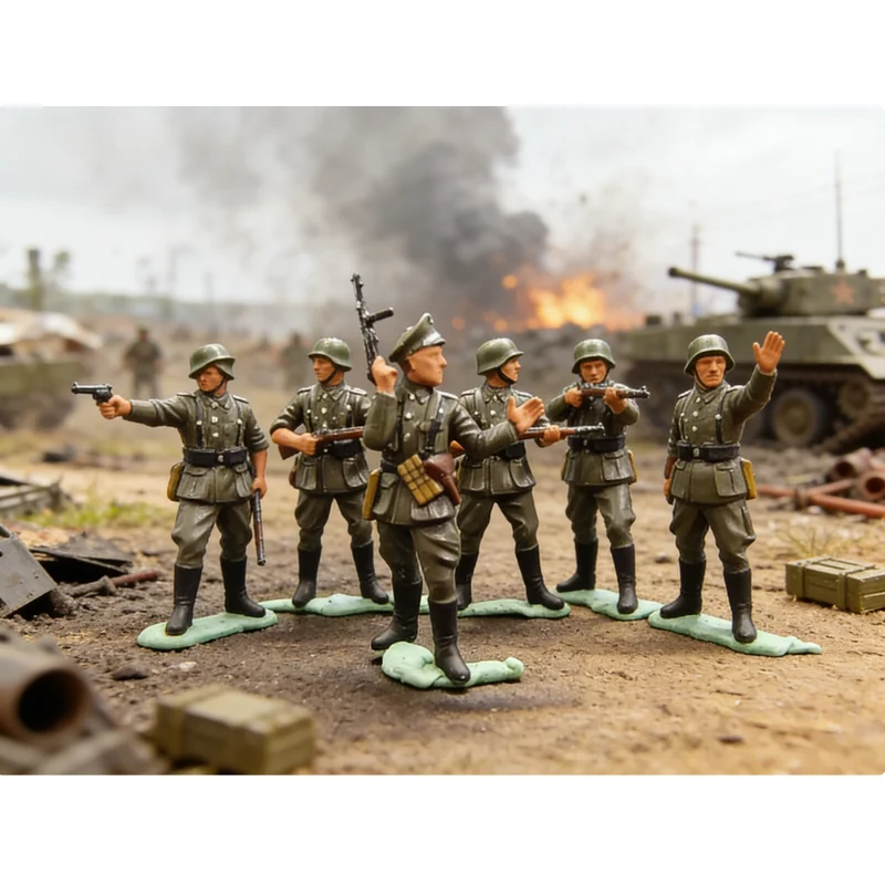 

1:72 Scale Model 3D Printing Painted 5Pcs German officers and infantry Soldiers Doll Toys DIY Scene Accessory Display Fans