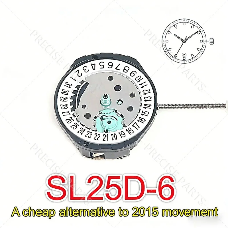 Sunon SL25 SL25D-6 Quartz Movement China Made 3 Hands Date Display Replacement