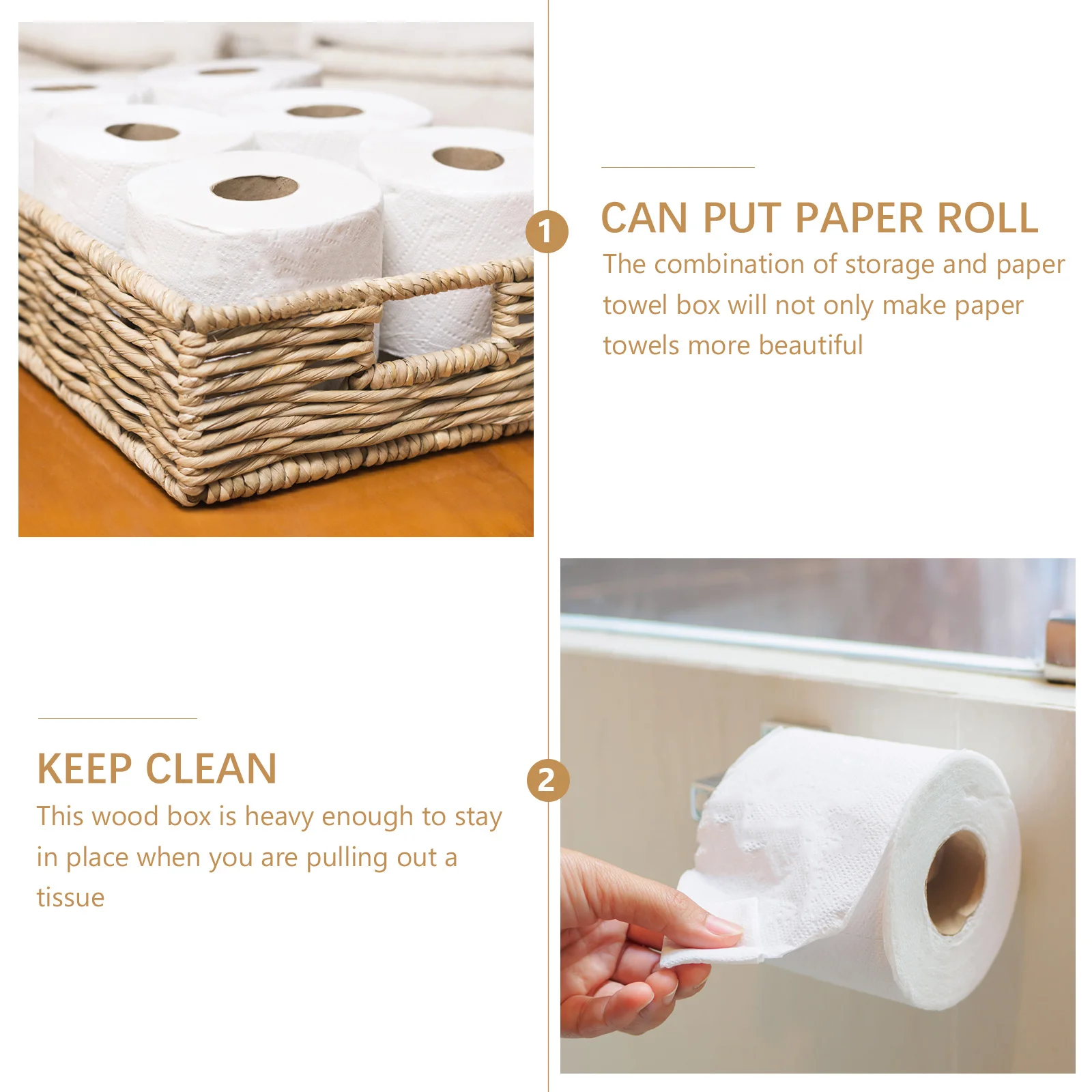 

Wood Tissue Box Cover Square Heavy Duty Desktop Holder For Home Kitchen Bathroom Napkin Storage Organizer Natural Finish Paper