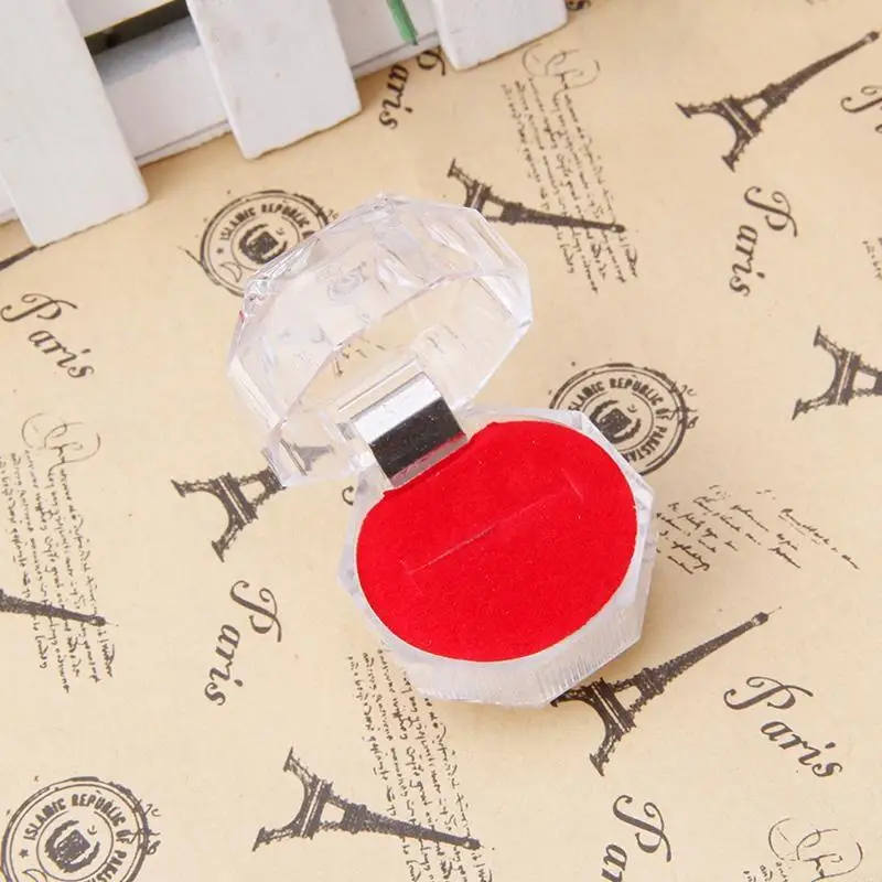 صندوق تخزين حلقات مثمنة صناديق حلقية أكريليك لإدراج حلقة مخملية 3 ألوان