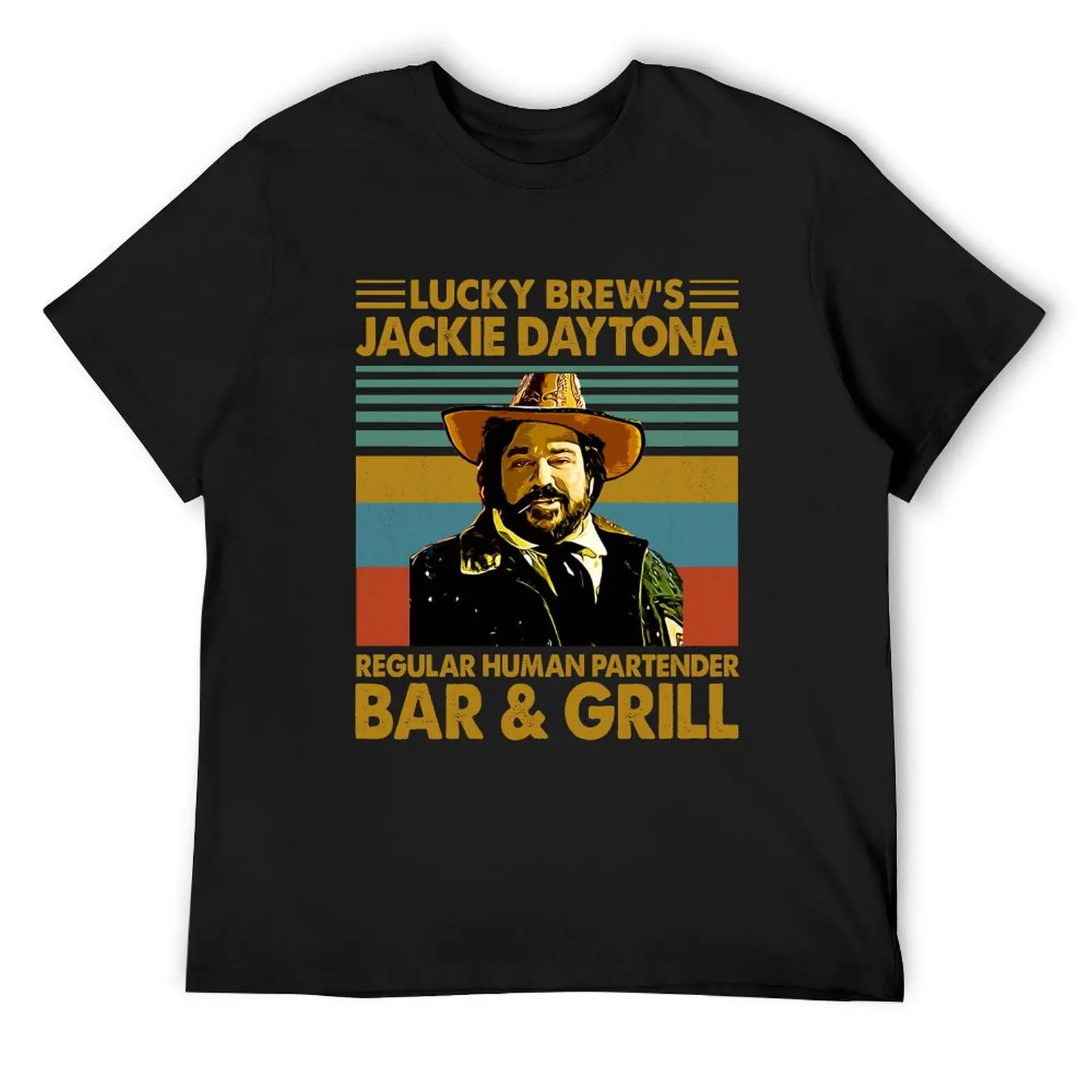 Lucky Brew's Jackie Daytona Regular Human Partender Bar & Grill T-Shirt cheap stuff cute tops oversized t shirt tshirts for men