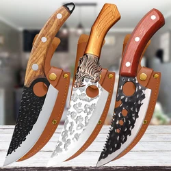 Handle Hnadmade Meat Cutting Knives Boning Knife Wooden Multifunctional Kitchen Knives Forge Knives Slicing Knife with Cover