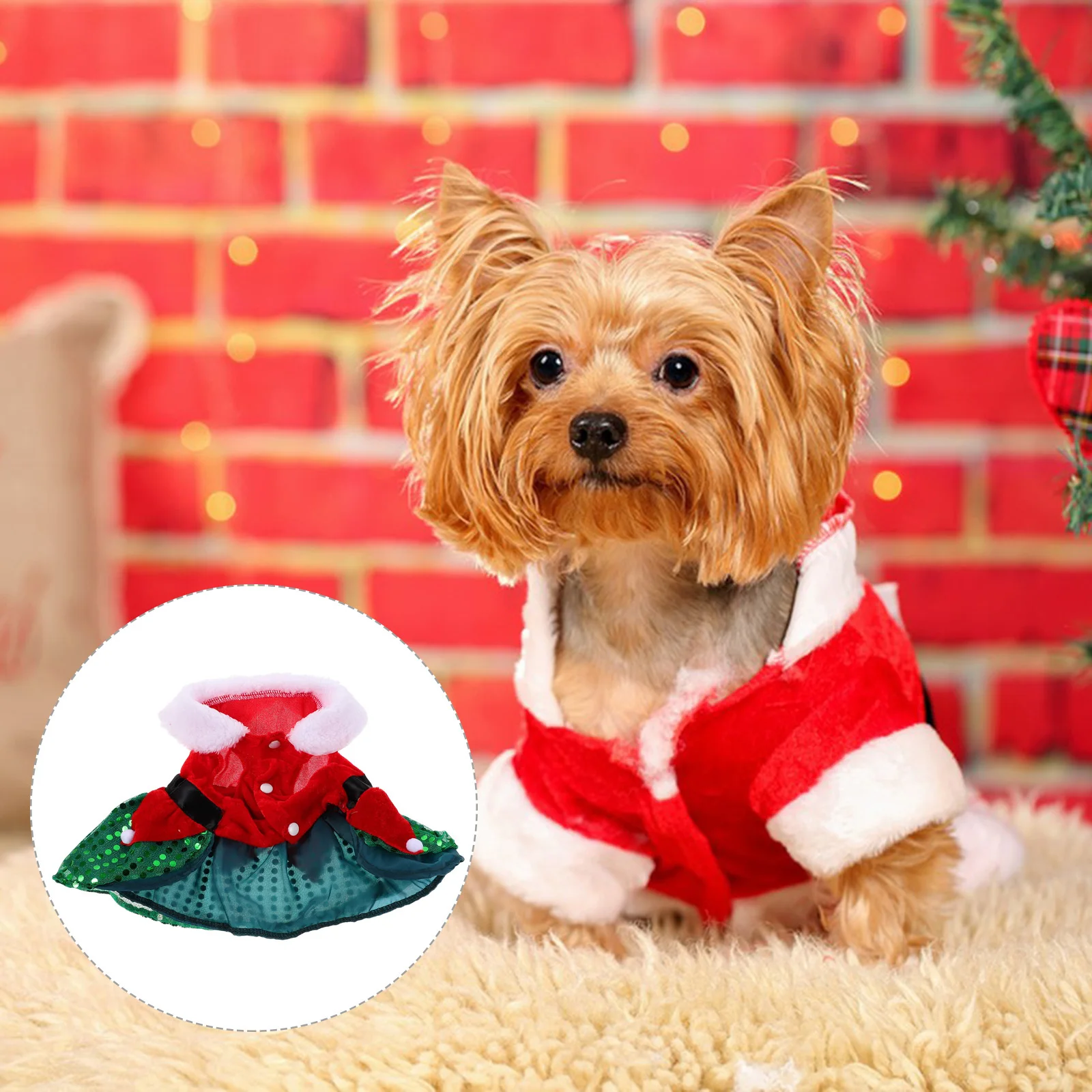 

Christmas Cat Outfit Winter Holiday Apparel Dog Festive Clothes for Outfits Santa Outfiit Costume Dress