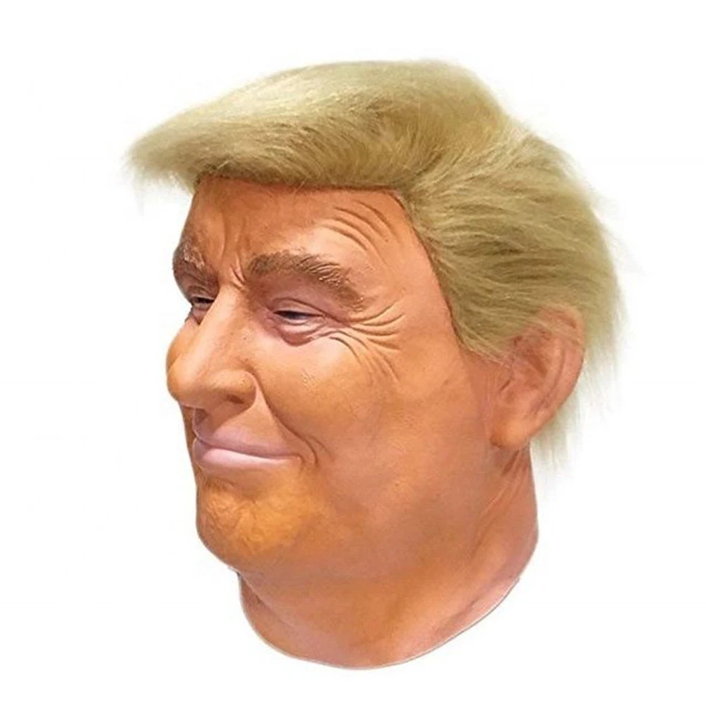 Masque de célébrité réaliste Donald Trump, couvre-chef en latex, couvre-chef américain, grand costume d'Halloween, accessoire de fête cosplay