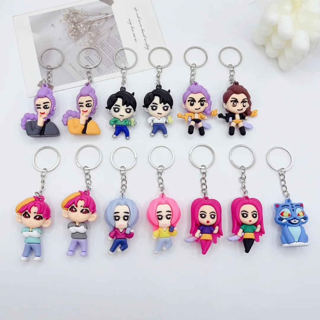 

5/10pcs New kpop demon hunter Keychain Toys Kawaii Anime Diy Backpack Pendant Kids Birthday Christmas Gifts