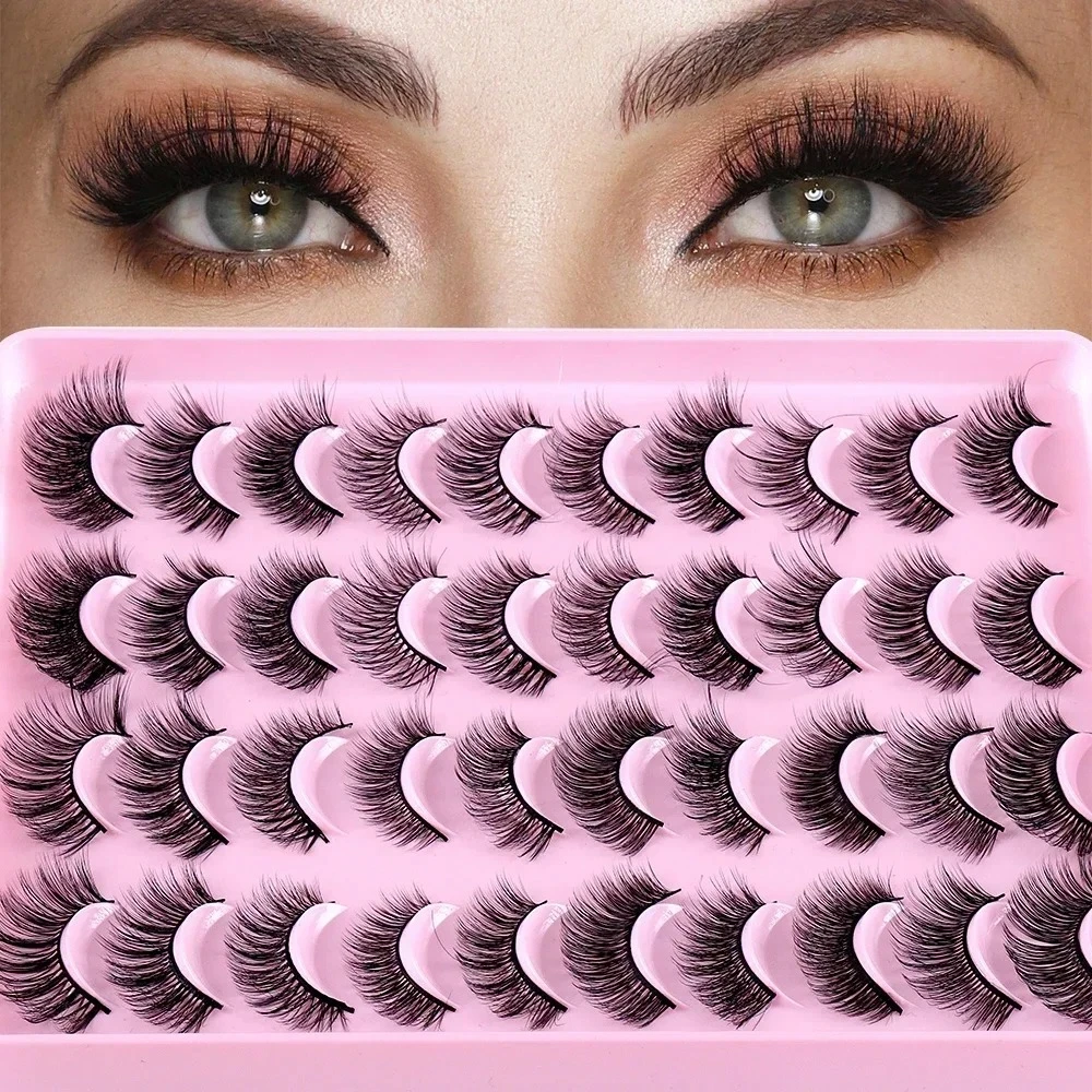 20 Pairs Bulk 3D Faux Mink Eyelashes Natural Dramatic Volume Strip Lashes Cost-Effective Salon & Personal Makeup Lashes