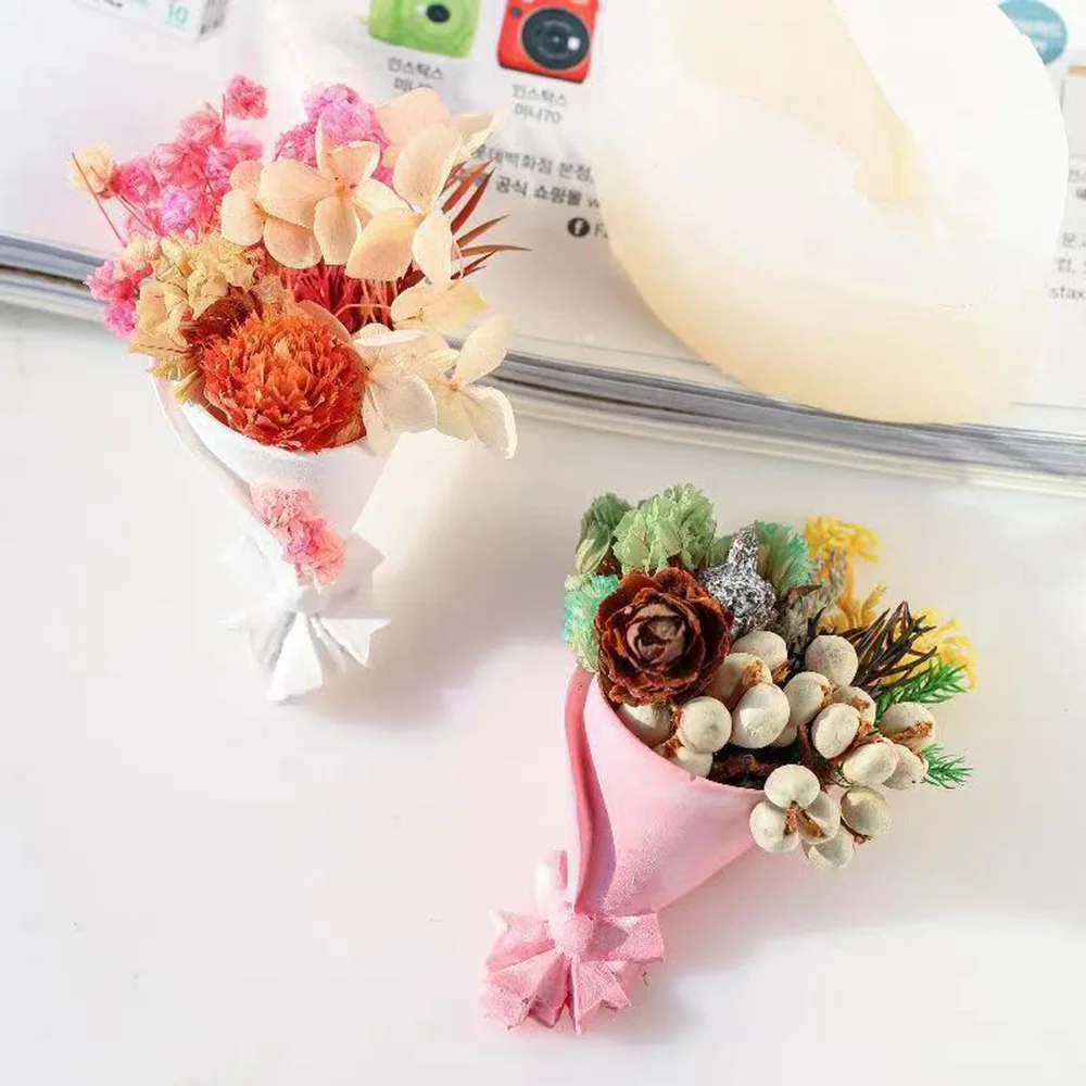 Flower Vase Plaster Molds Mini Bouquet Pot Silicone Molds Home Decoration Car Pendant Aroma Concrete Molds Storage Dish Molds