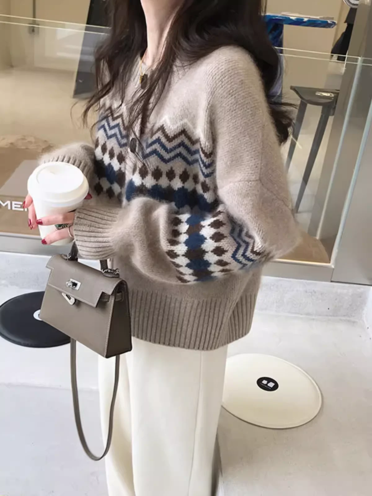 

Кардиган из 100% чистого кашемира, женский новый ленивый свободный толстый вязаный свитер, свитер с длинными рукавами